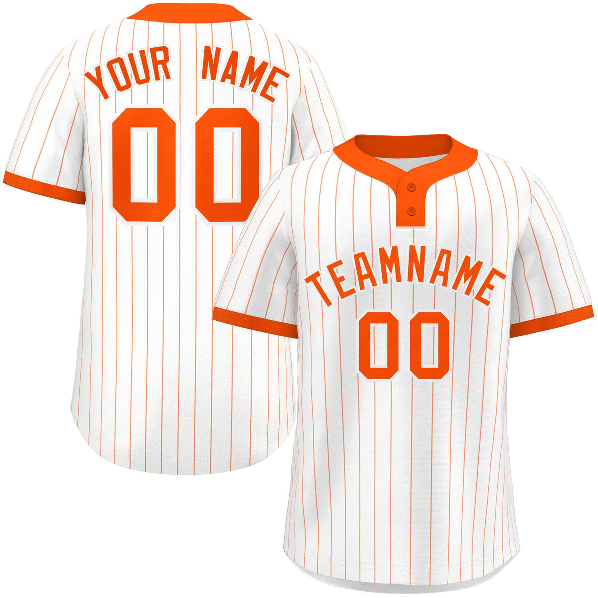 Custom White Orange Stripe Fashion Authentic Two-Button Softball Jersey