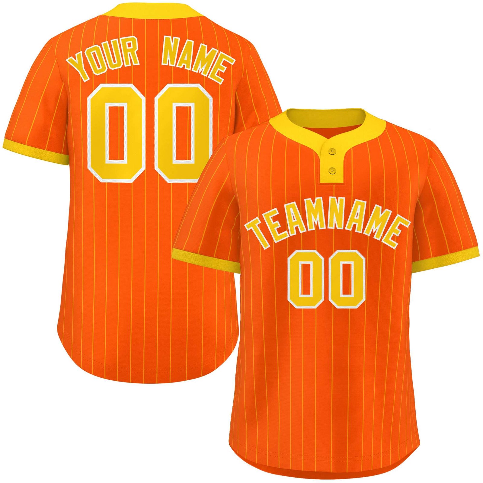 Custom Orange Gold Stripe Fashion Authentic Two-Button Softball Jersey