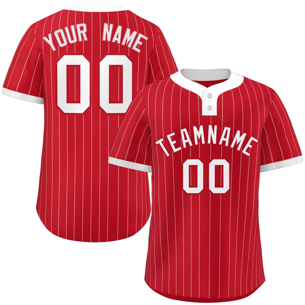 Custom Red White Stripe Fashion Authentic Two-Button Softball Jersey
