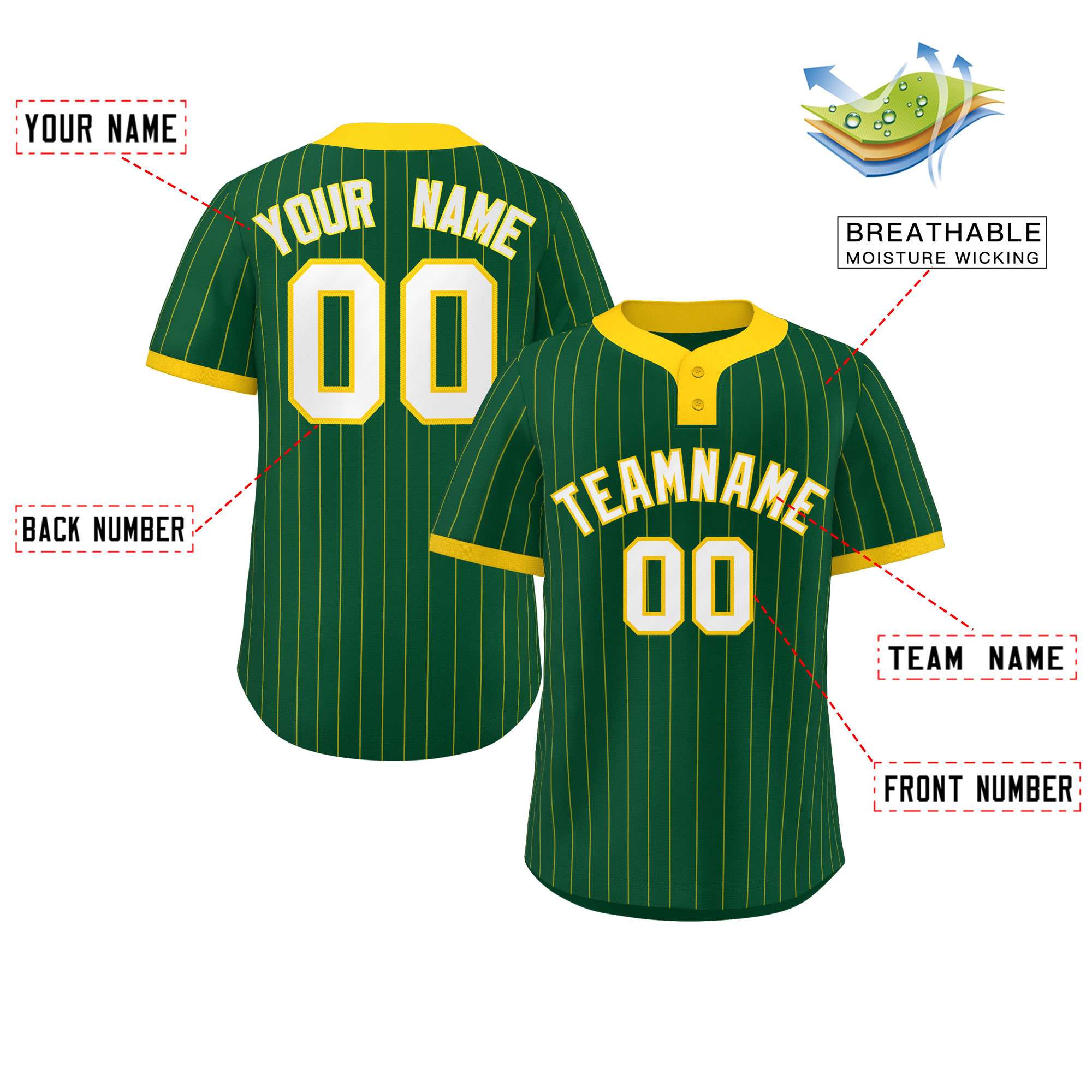 Custom Gold Gold Stripe Fashion Authentic Two-Button Softball Jersey