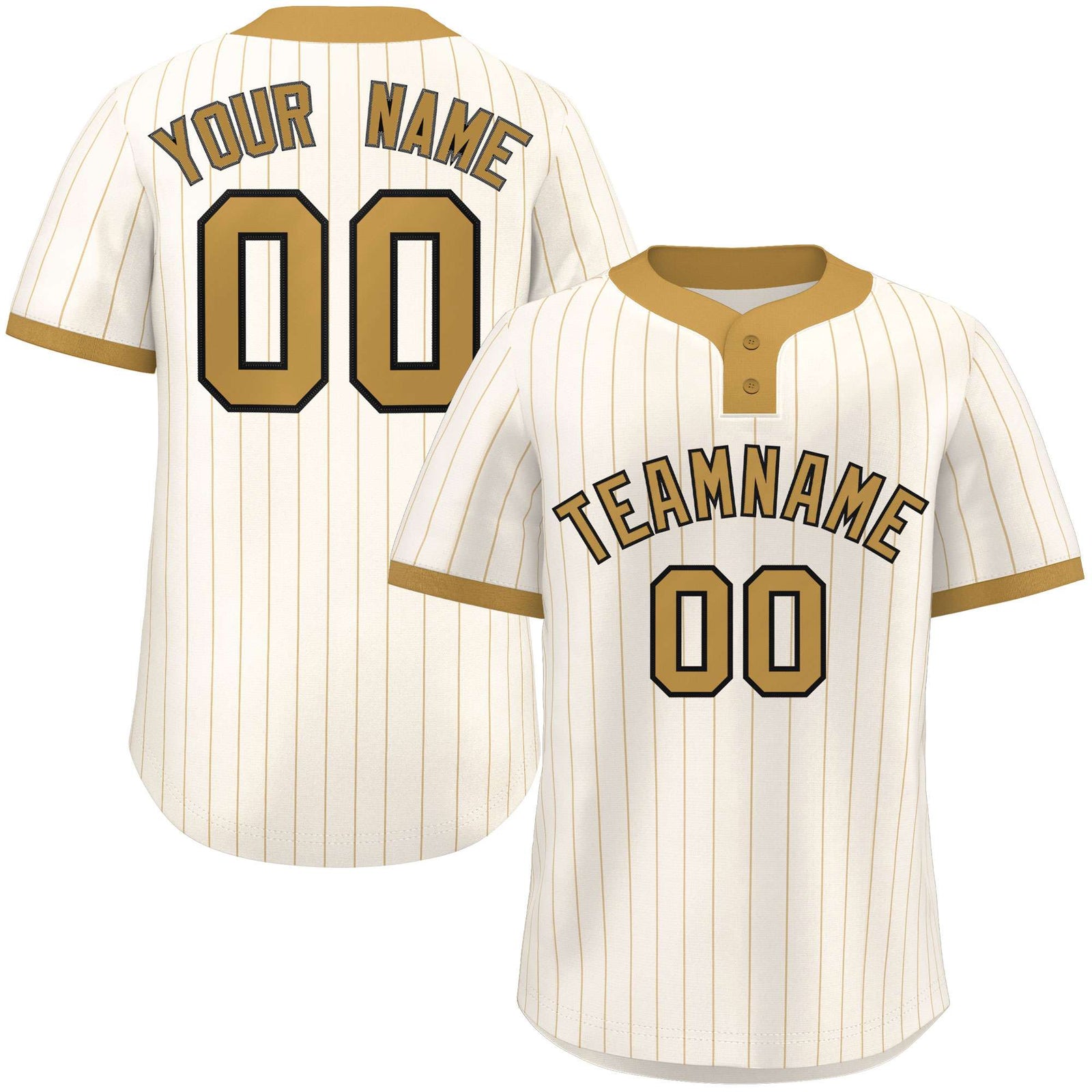 Custom Cream Old Gold Stripe Fashion Authentic Two-Button Softball Jersey