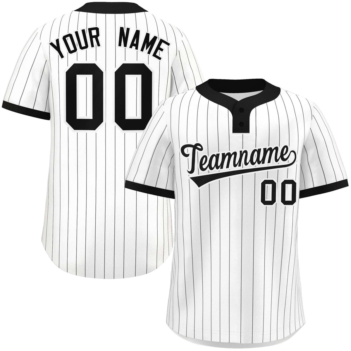 Custom White Black Stripe Fashion Authentic Two-Button Softball Jersey