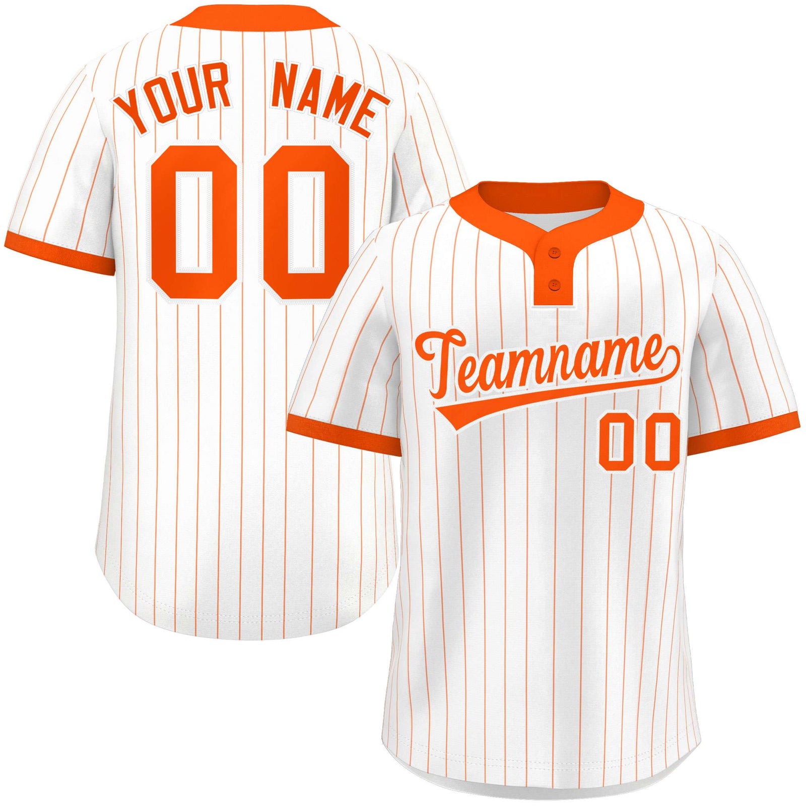 Custom White Orange Stripe Fashion Authentic Two-Button Softball Jersey