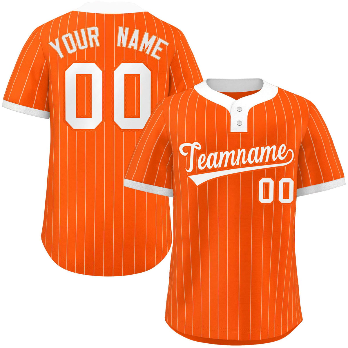 Custom Orange White Stripe Fashion Authentic Two-Button Softball Jersey