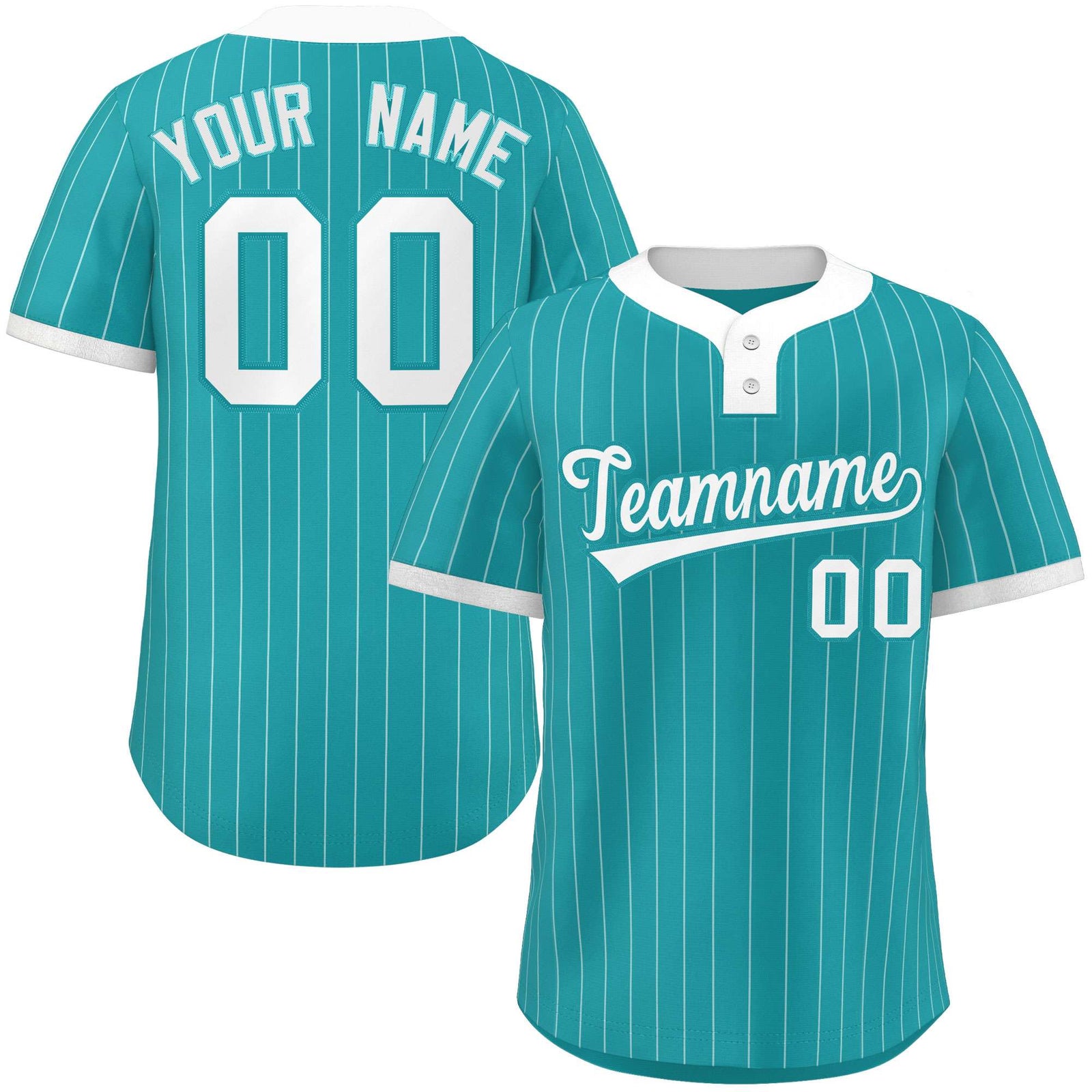 Custom Aqua White Stripe Fashion Authentic Two-Button Softball Jersey