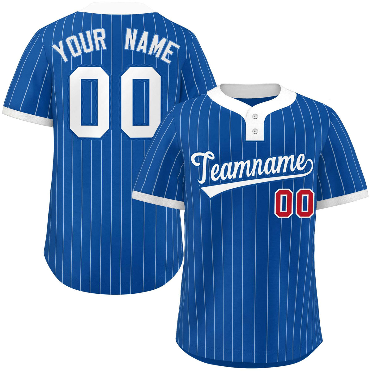 Custom Royal White Stripe Fashion Authentic Two-Button Softball Jersey