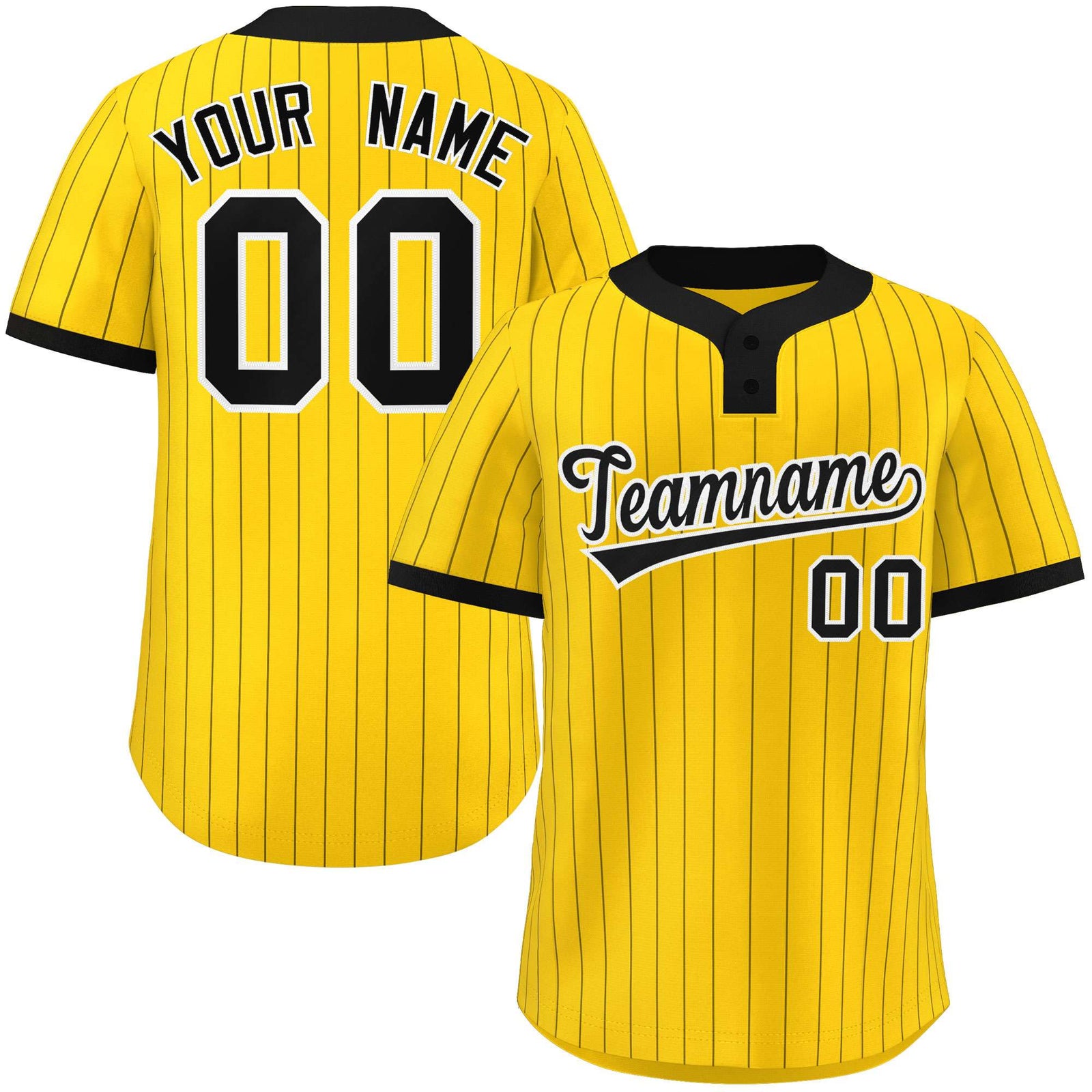 Custom Gold Black Stripe Fashion Authentic Two-Button Softball Jersey