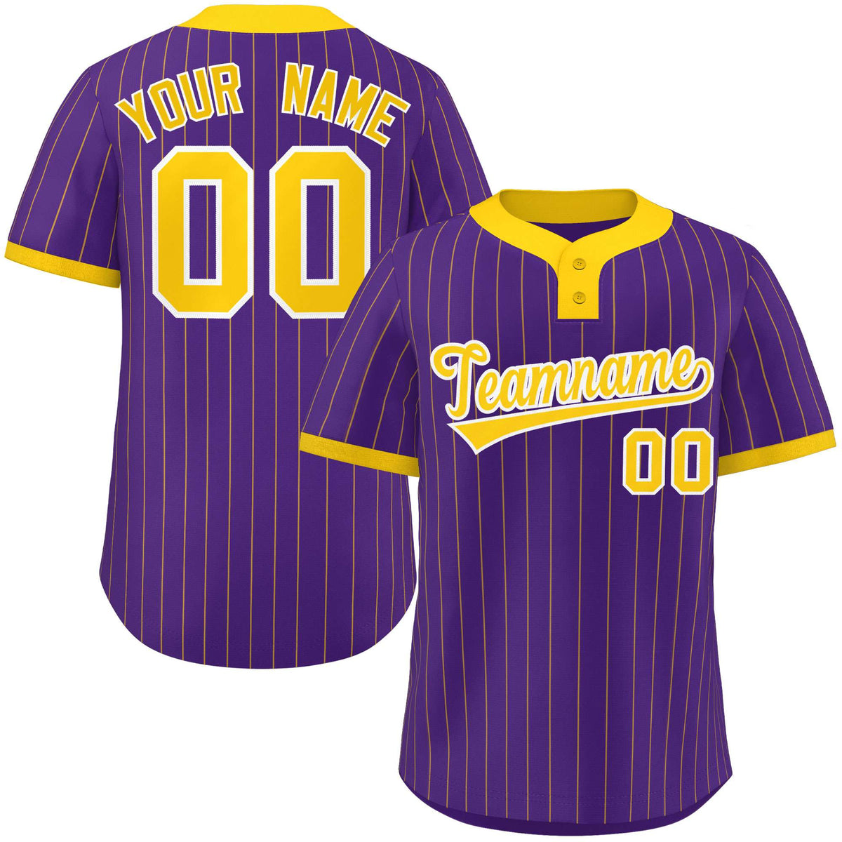 Custom Purple Gold Stripe Fashion Authentic Two-Button Softball Jersey