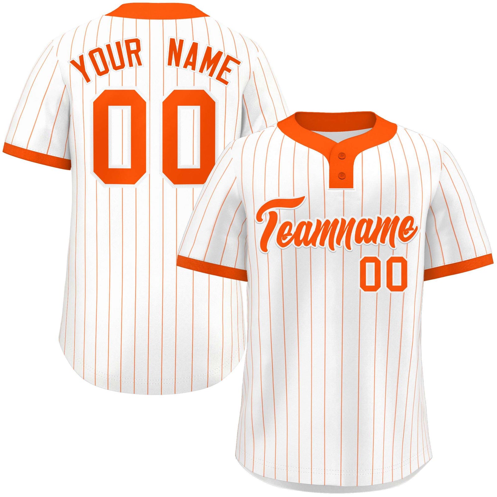 Custom White Orange Stripe Fashion Authentic Two-Button Softball Jersey