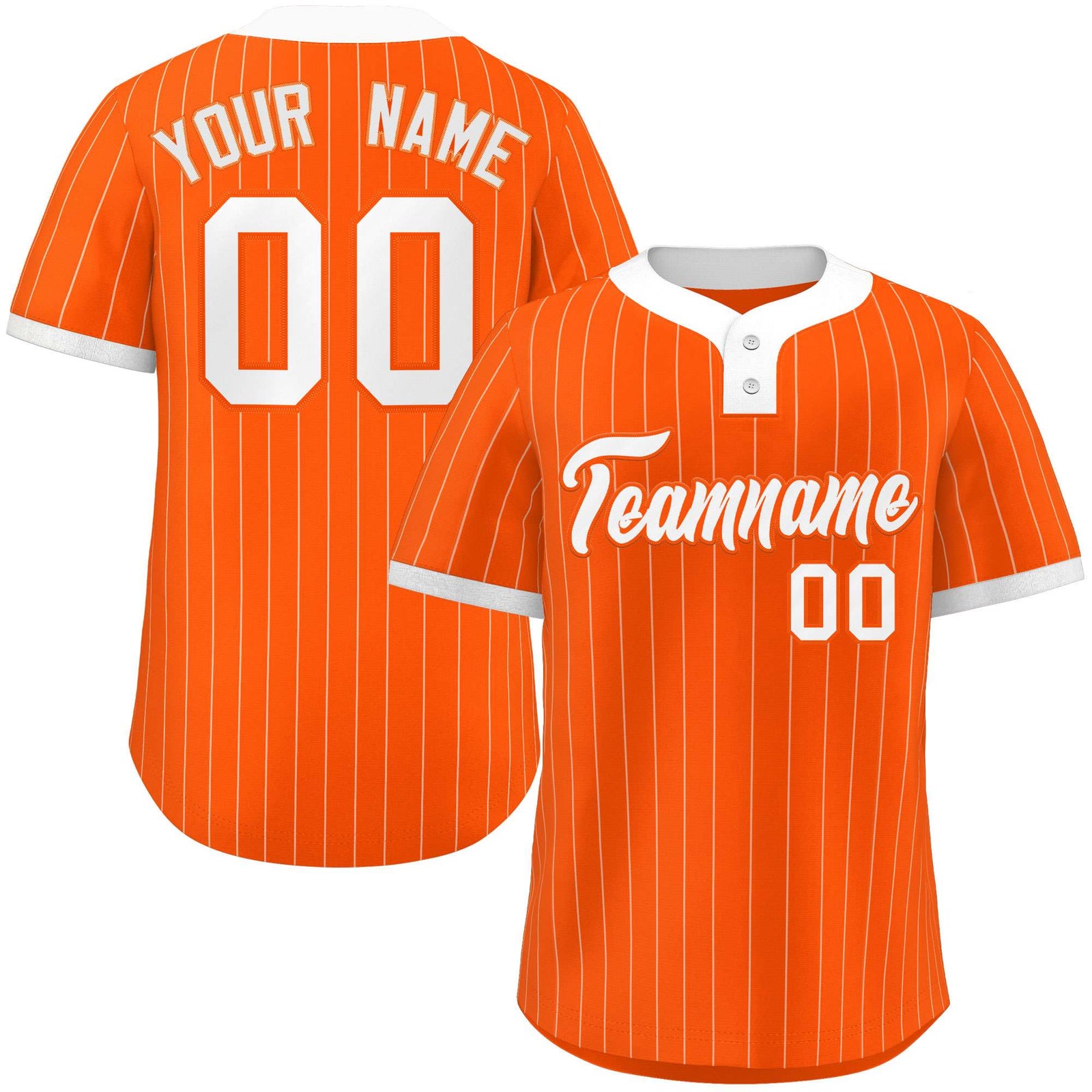 Custom Orange White Stripe Fashion Authentic Two-Button Softball Jersey