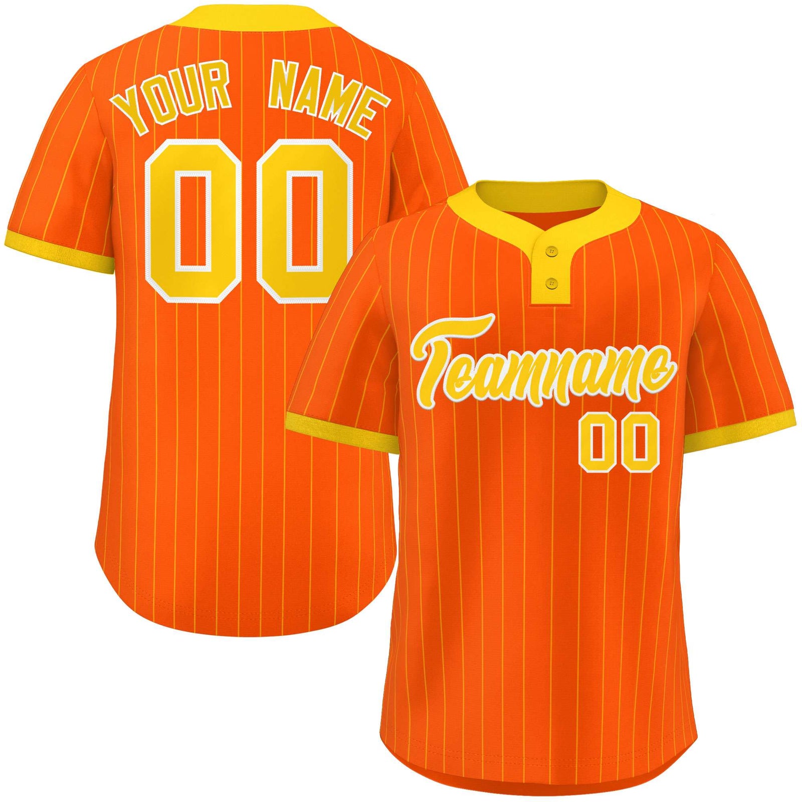 Custom Orange Gold Stripe Fashion Authentic Two-Button Softball Jersey
