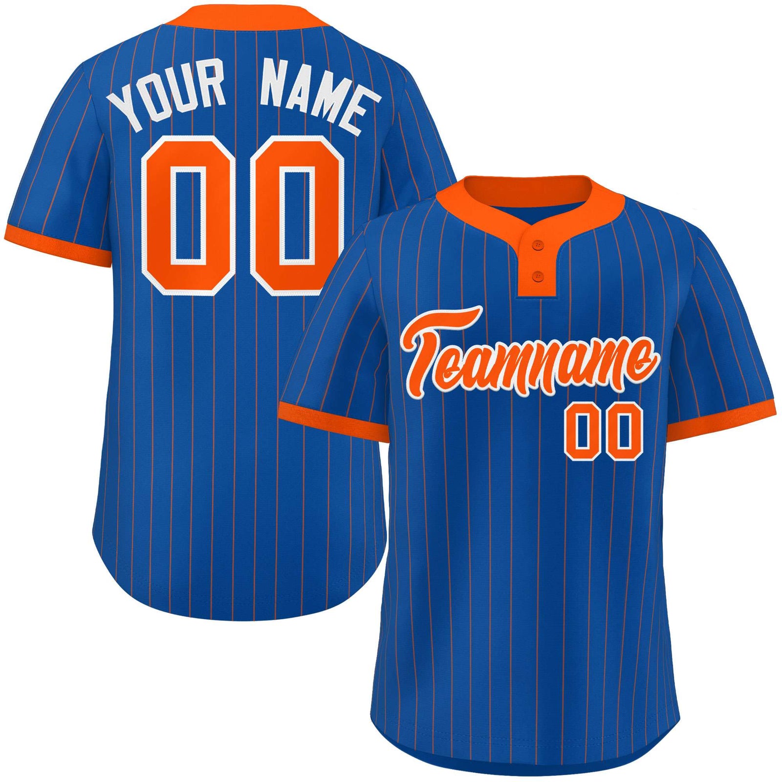 Custom Royal Orange Stripe Fashion Authentic Two-Button Softball Jersey