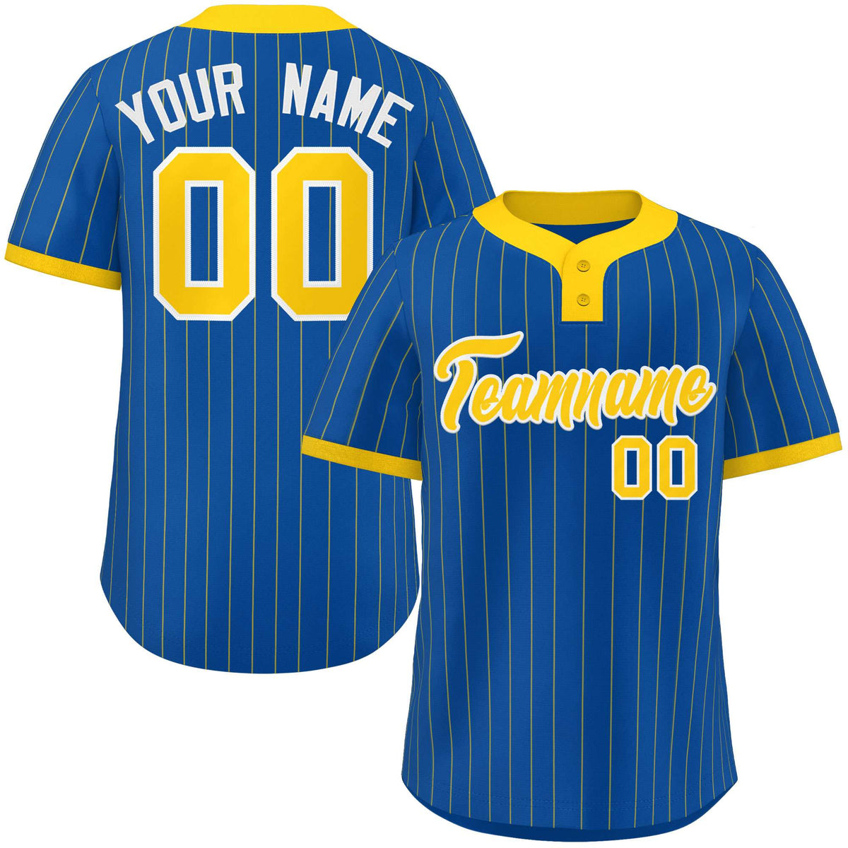 Custom Royal Gold Stripe Fashion Authentic Two-Button Softball Jersey