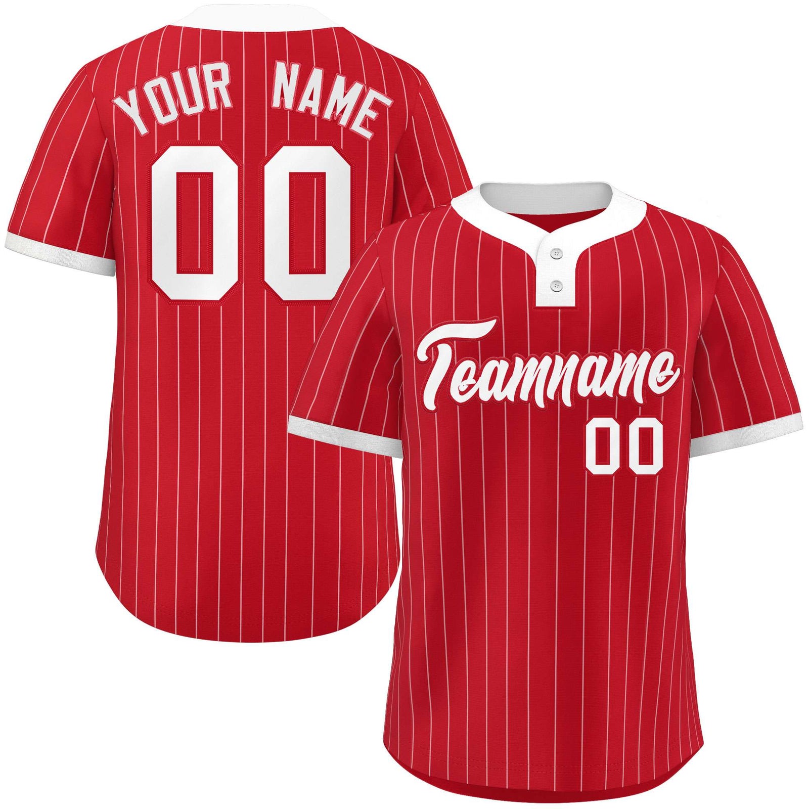 Custom Red White Stripe Fashion Authentic Two-Button Softball Jersey