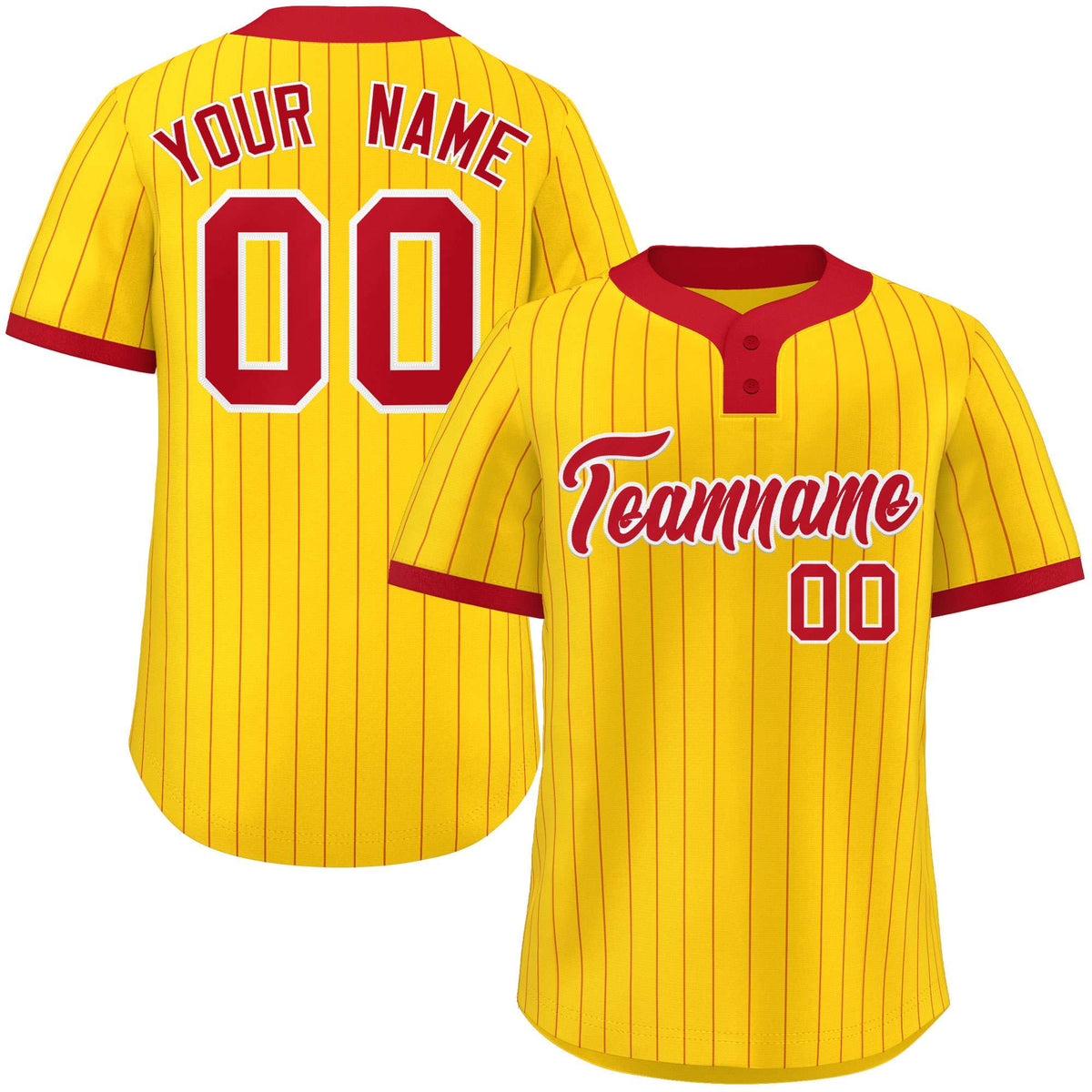 Custom Gold Red Stripe Fashion Authentic Two-Button Softball Jersey
