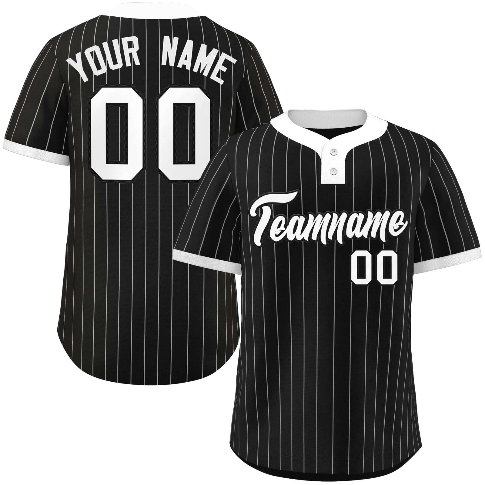 Custom Black White Stripe Fashion Authentic Two-Button Softball Jersey