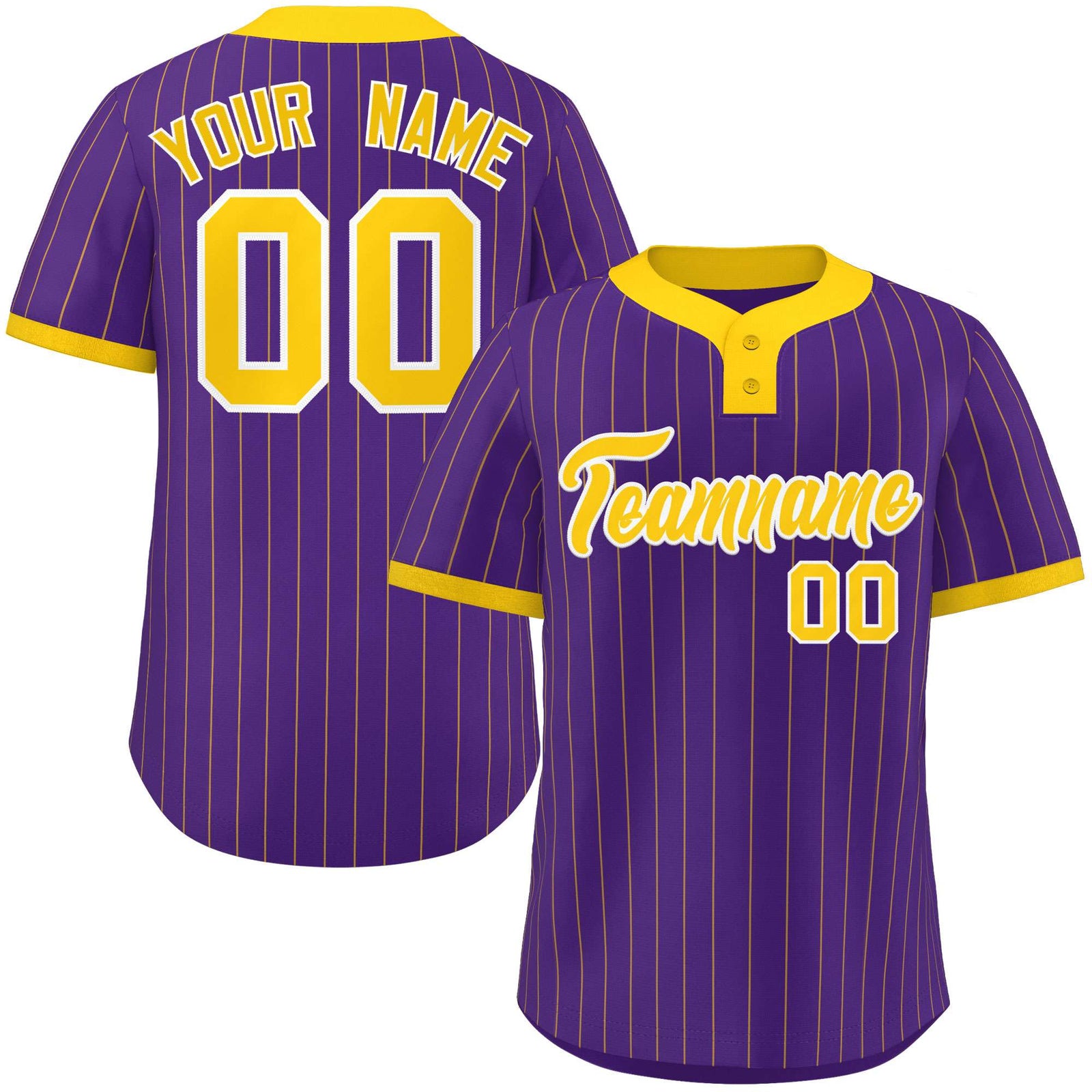 Custom Purple Gold Stripe Fashion Authentic Two-Button Softball Jersey