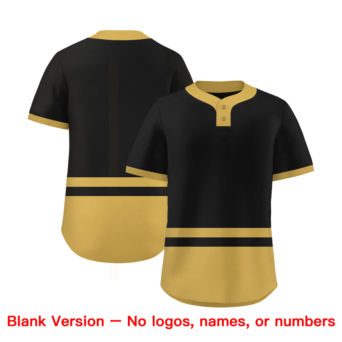 Custom Black Old Gold Color Block Personalized Authentic Two-Button Softball Jersey