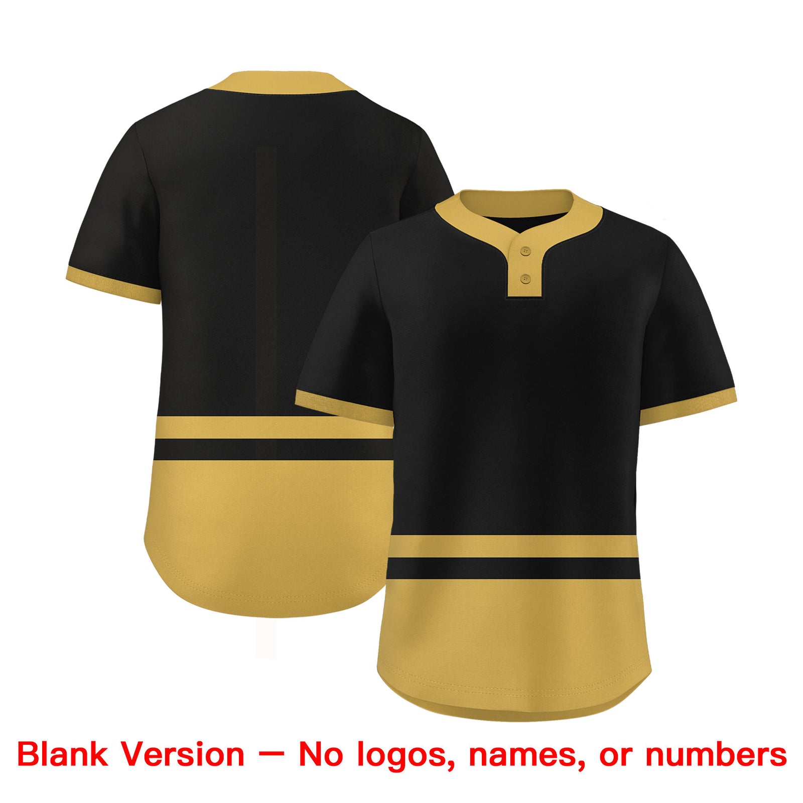Custom Black Old Gold Color Block Personalized Authentic Two-Button Softball Jersey