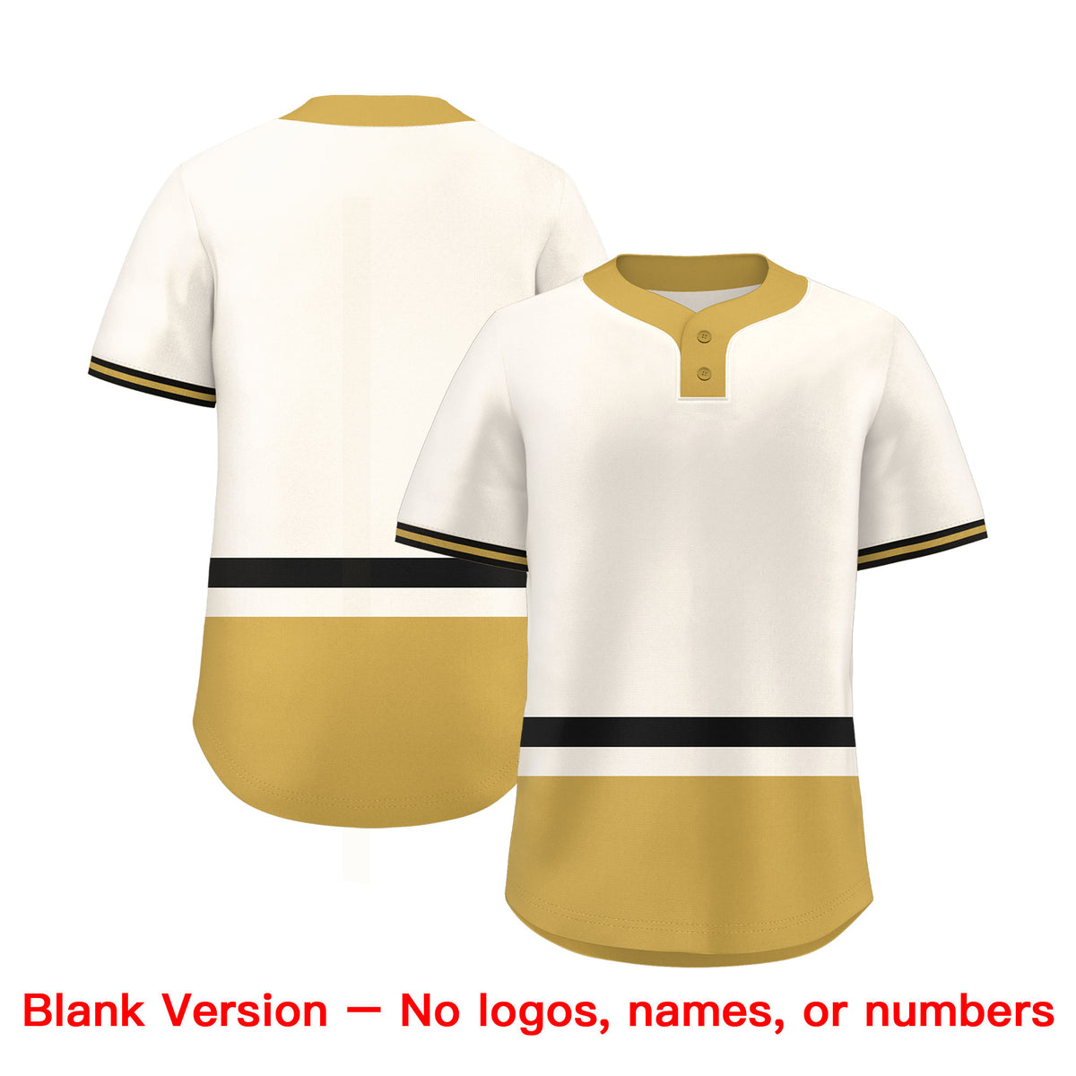 Custom Cream Black-Old Gold Color Block Personalized Authentic Two-Button Softball Jersey