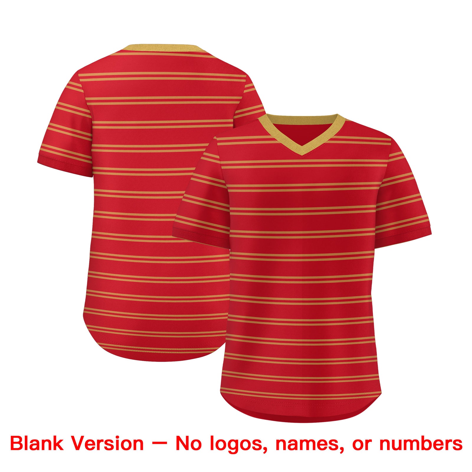 Custom Red Old Gold Personalized Horizontal Stripe Authentic Pullover Baseball Jersey