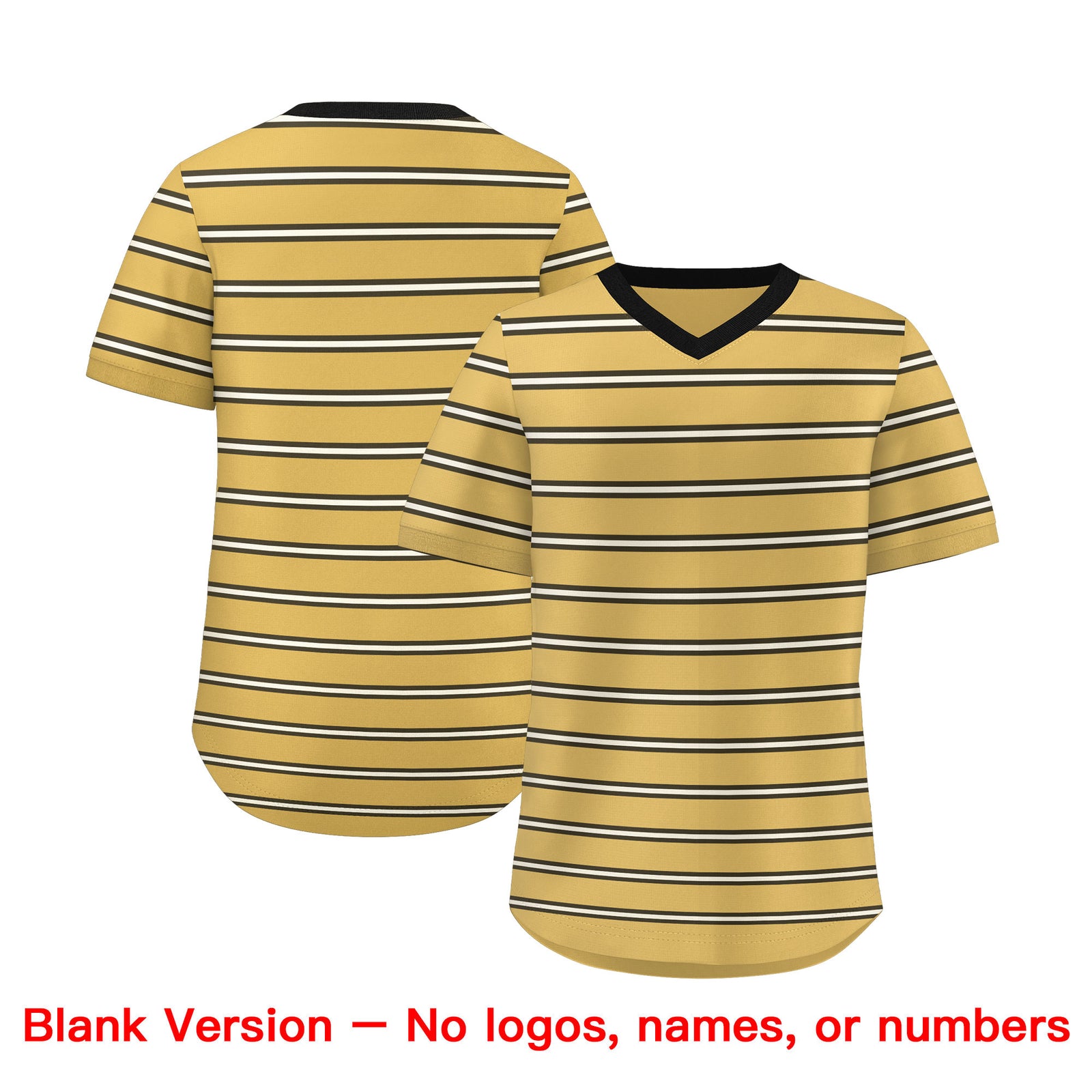 Custom Old Gold Black-White Personalized Horizontal Stripe Authentic Pullover Baseball Jersey