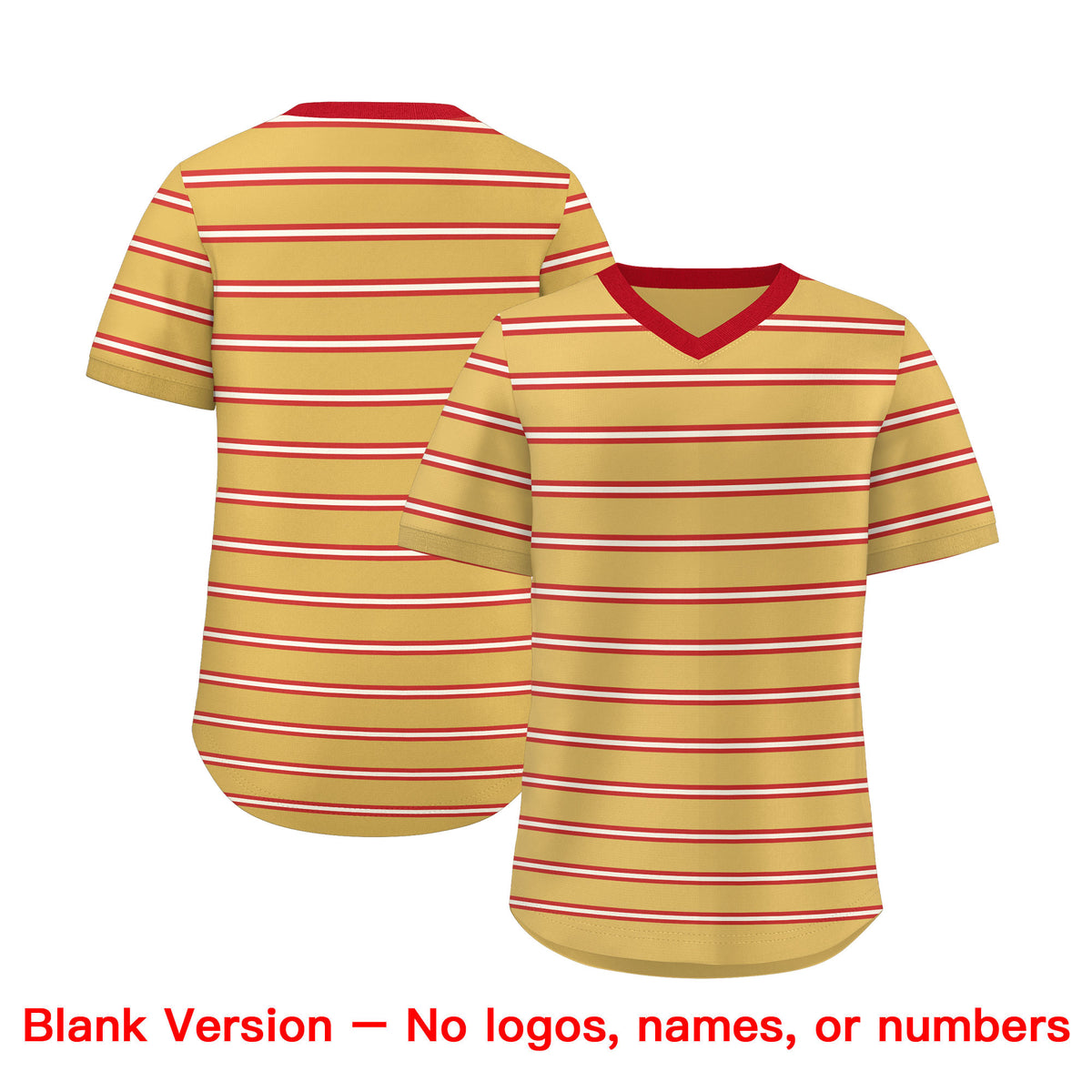 Custom Old Gold Red-White Personalized Horizontal Stripe Authentic Pullover Baseball Jersey