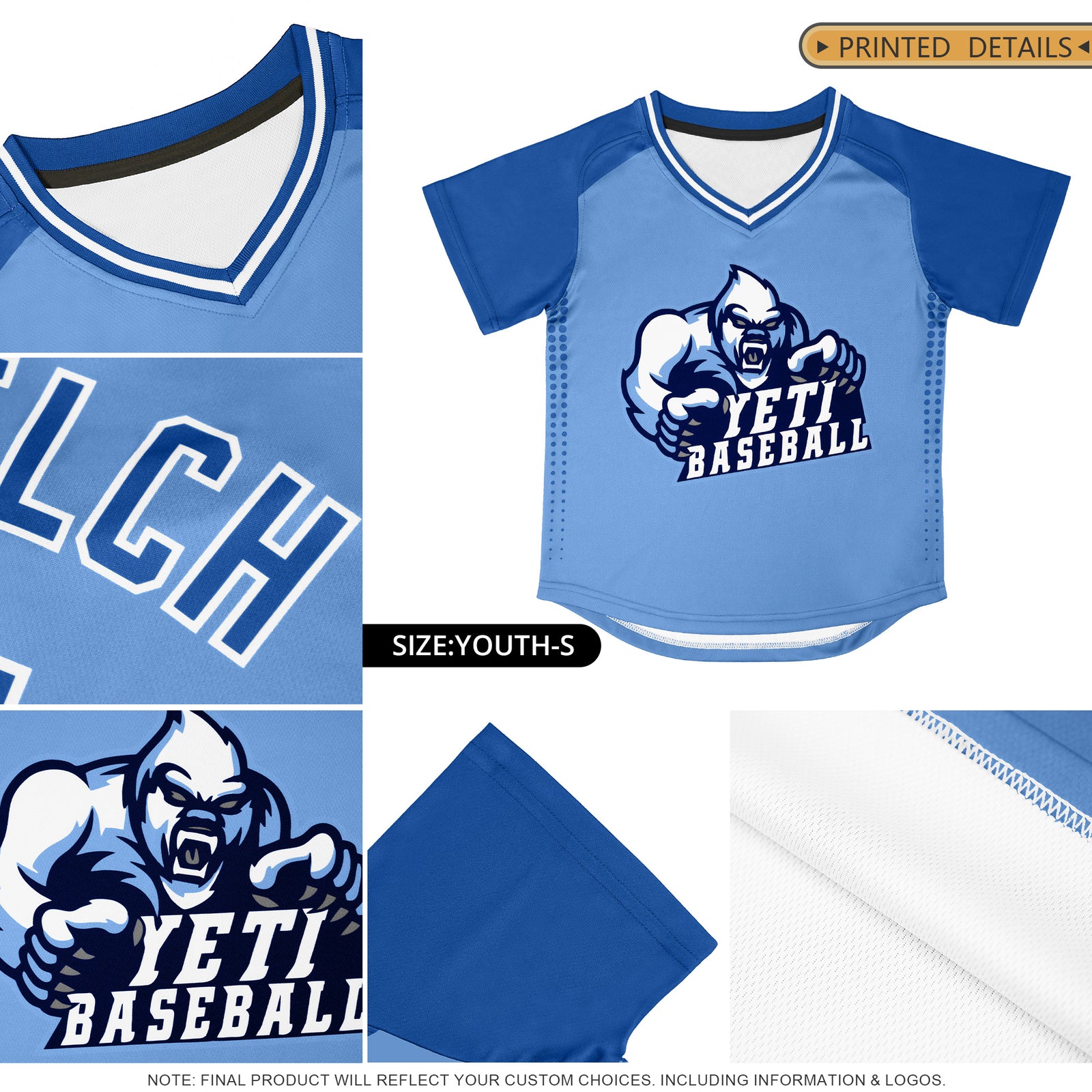 Custom Light Blue Royal Raglan Sleeves Side Spot Authentic Pullover Baseball Jersey