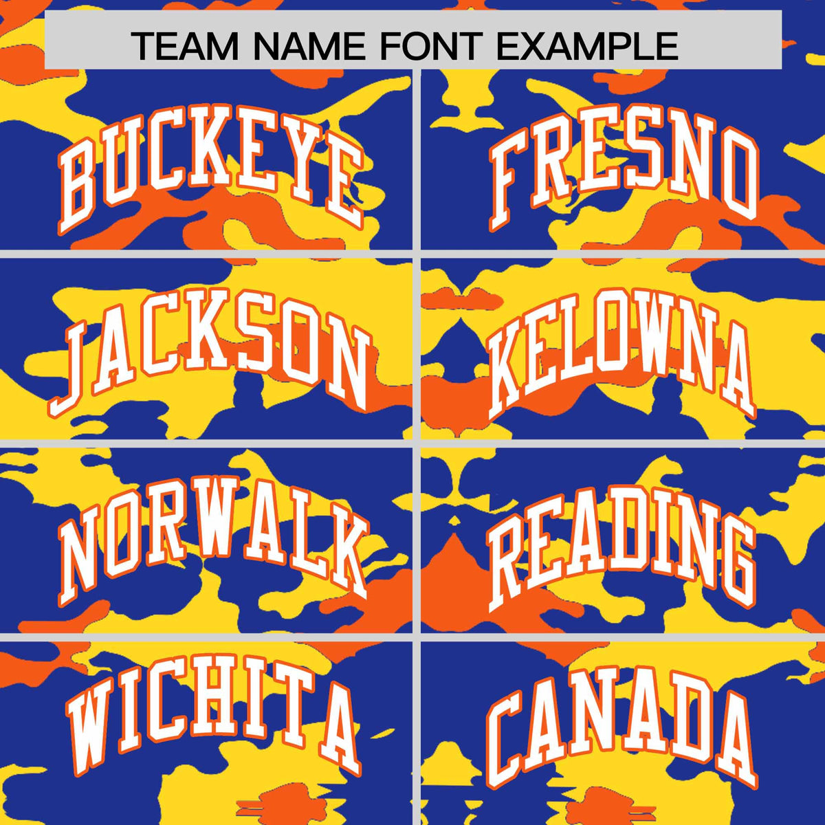 Custom Royal Gold and Orange Camo Fashion Authentic Sleeveless Baseball Jersey