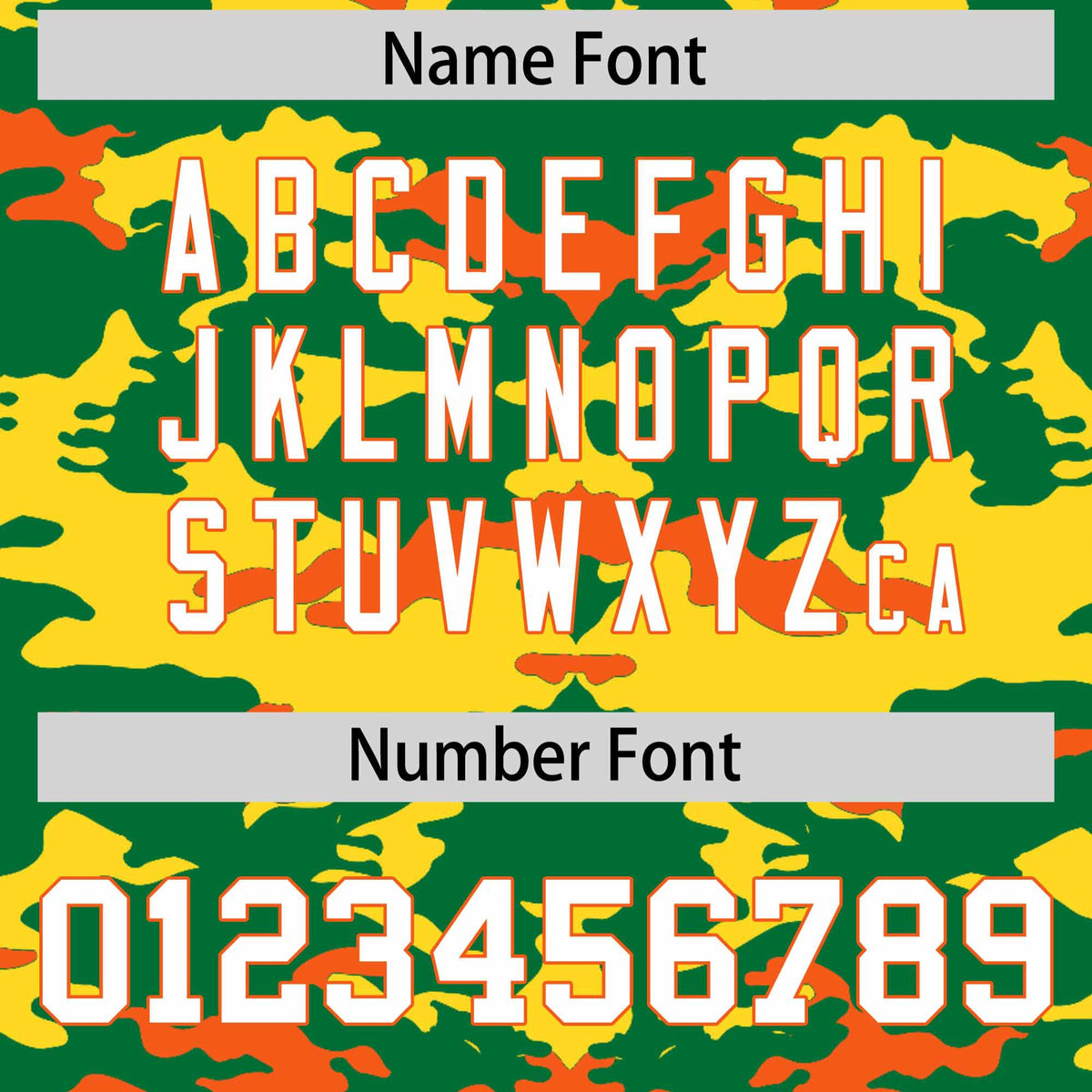 Custom Kelly Green Gold and Orange Camo Fashion Authentic Sleeveless Baseball Jersey