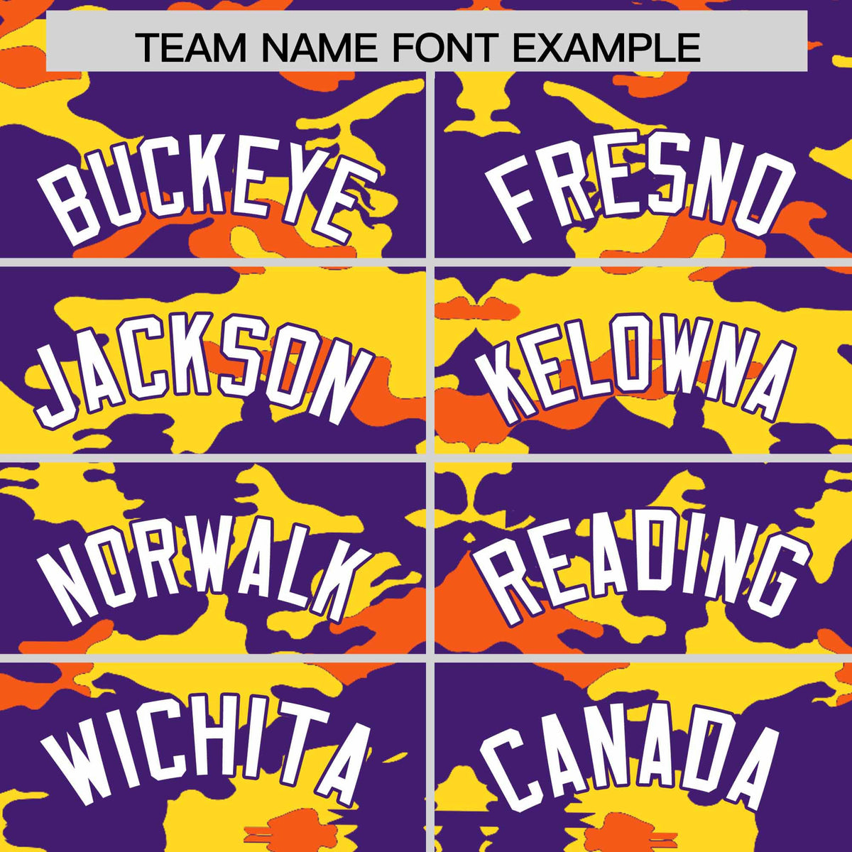 Custom Purple Gold and Orange Camo Fashion Authentic Sleeveless Baseball Jersey