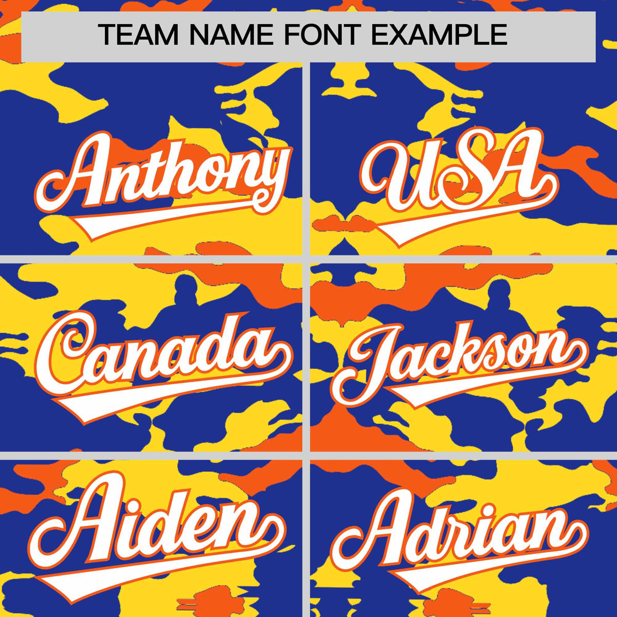 Custom Royal Gold and Orange Camo Fashion Authentic Sleeveless Baseball Jersey