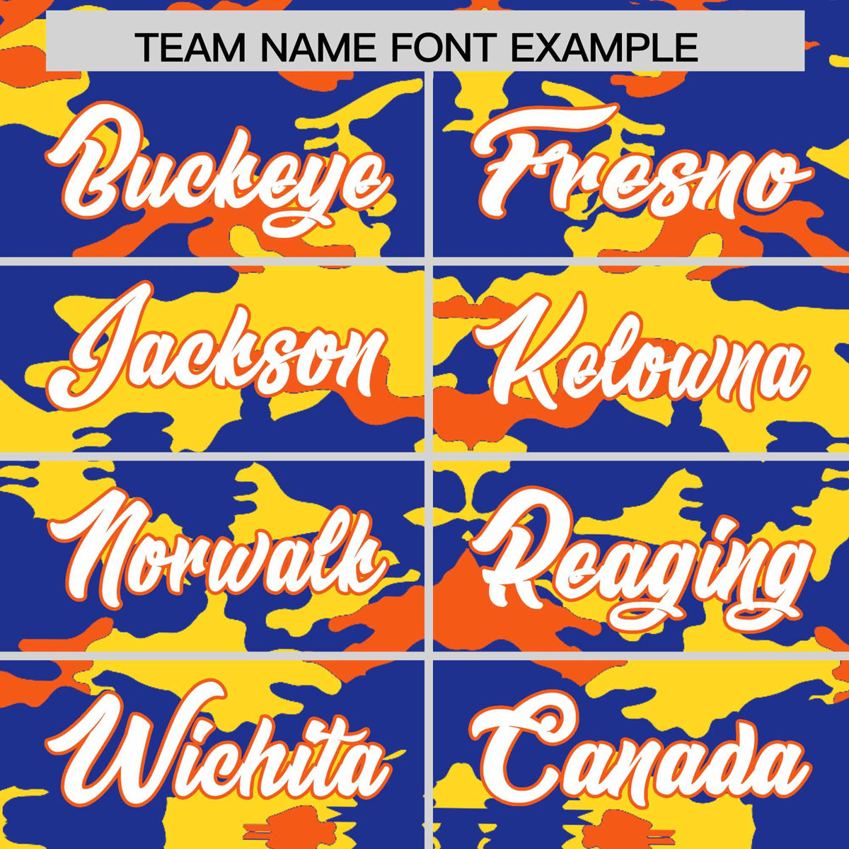 Custom Royal Gold and Orange Camo Fashion Authentic Sleeveless Baseball Jersey