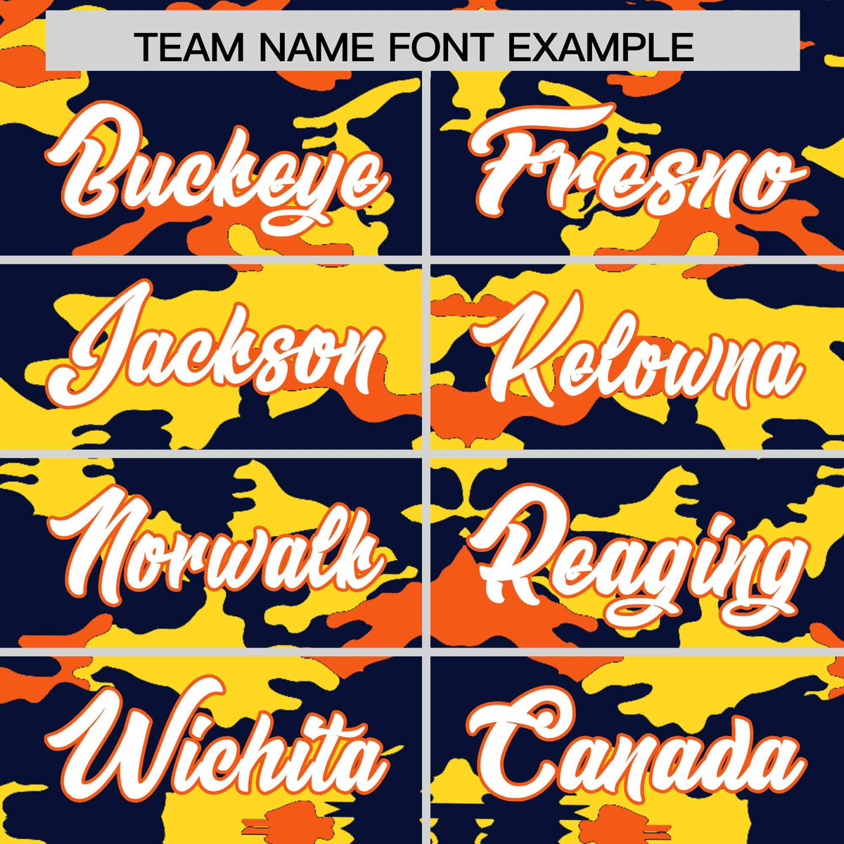 Custom Navy Gold and Orange Camo Fashion Authentic Sleeveless Baseball Jersey