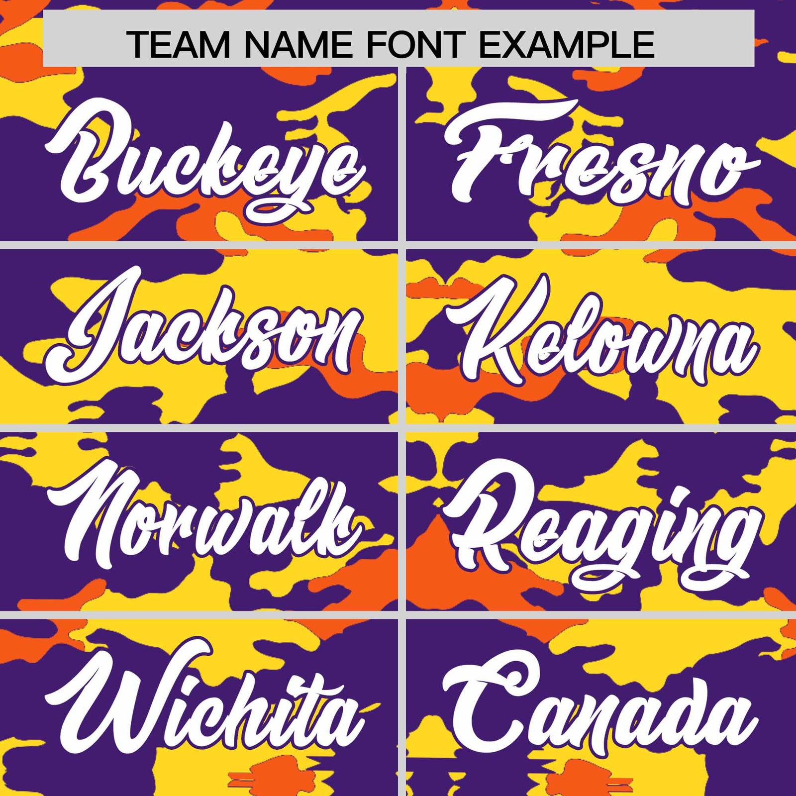 Custom Purple Gold and Orange Camo Fashion Authentic Sleeveless Baseball Jersey