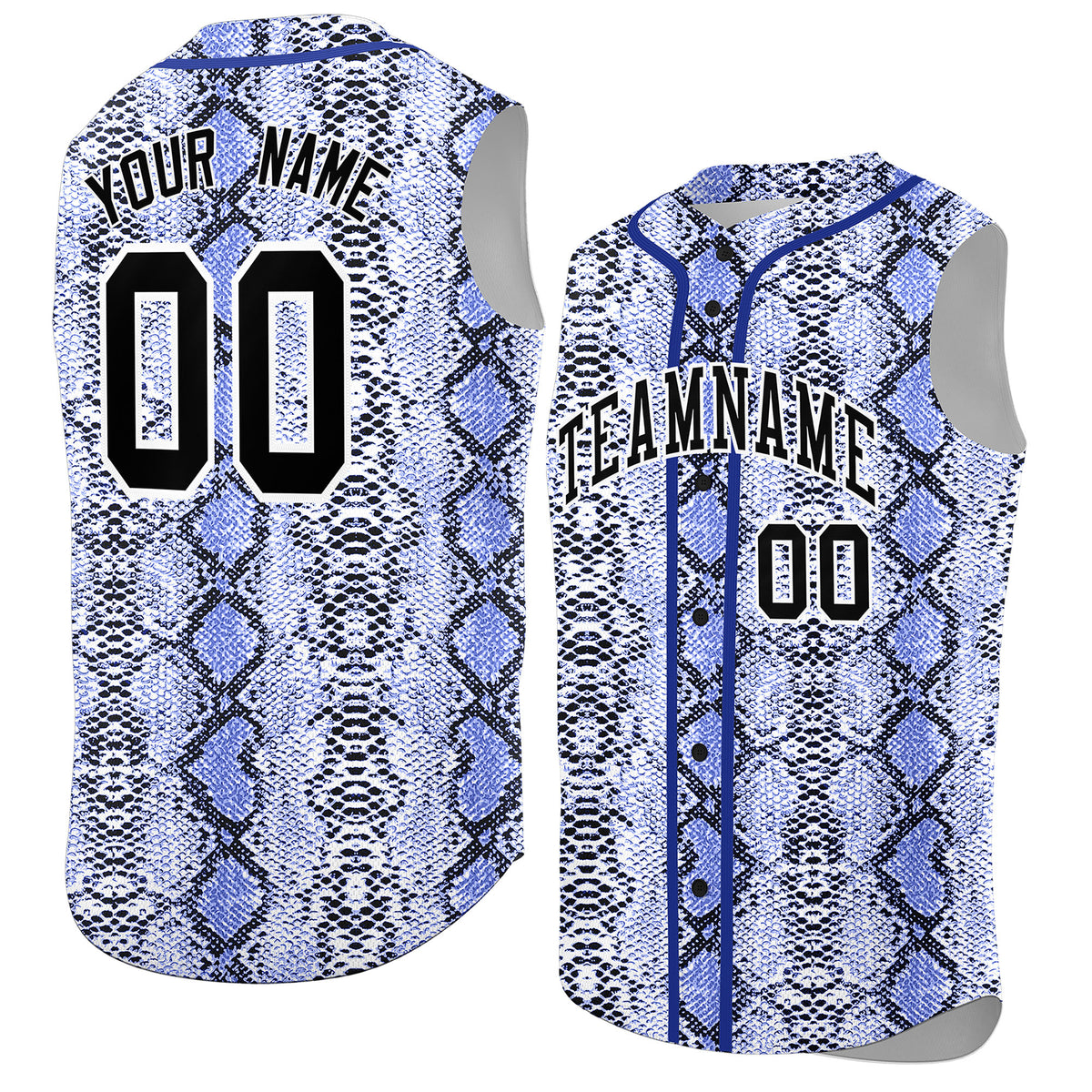 Custom Royal Snakeskin Pattern Authentic Sleeveless Baseball Jersey