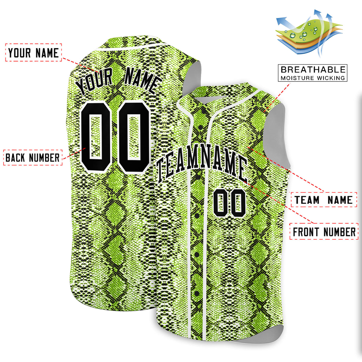 Custom White Snakeskin Pattern Authentic Sleeveless Baseball Jersey
