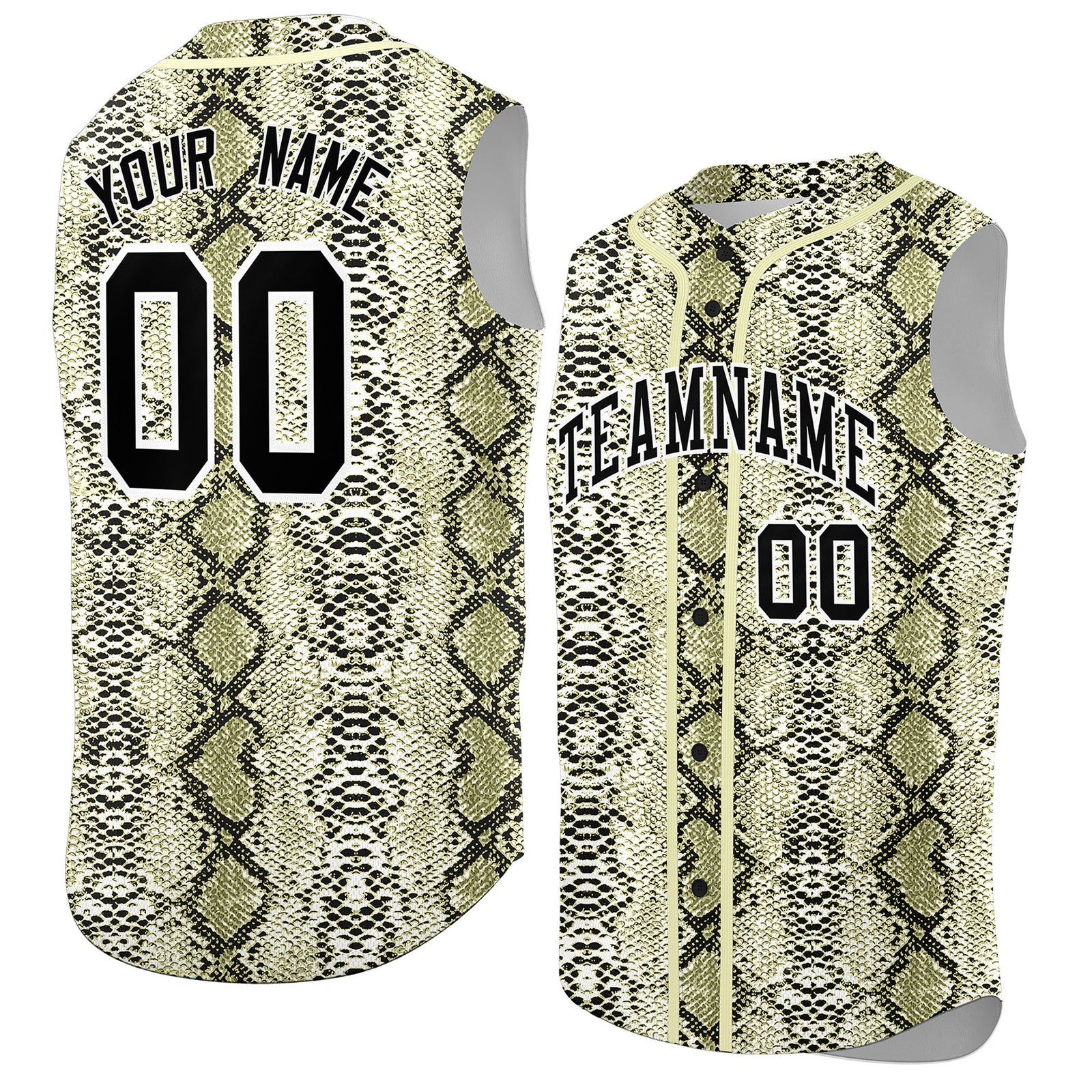Custom Cream Snakeskin Pattern Authentic Sleeveless Baseball Jersey