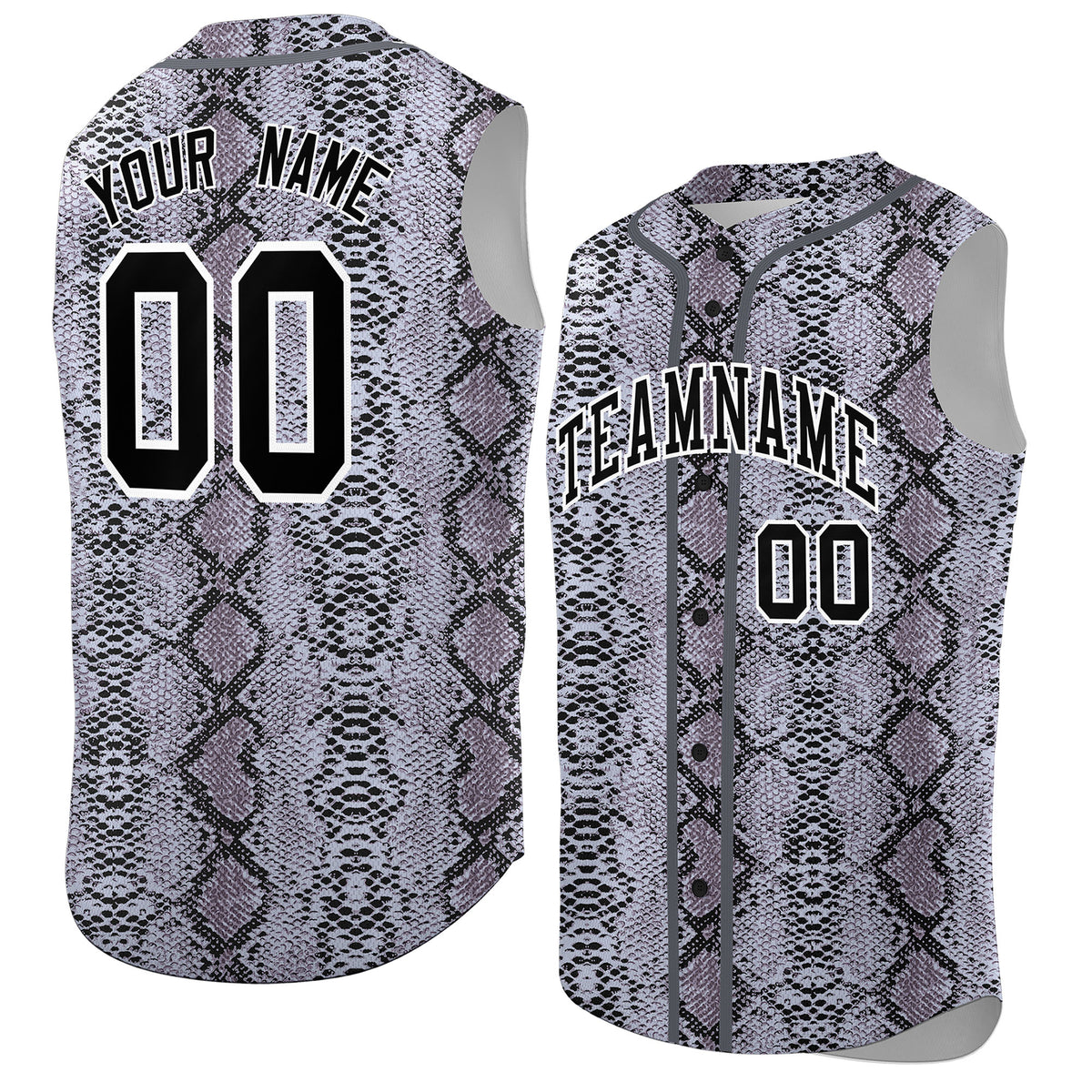 Custom Gray Snakeskin Pattern Authentic Sleeveless Baseball Jersey