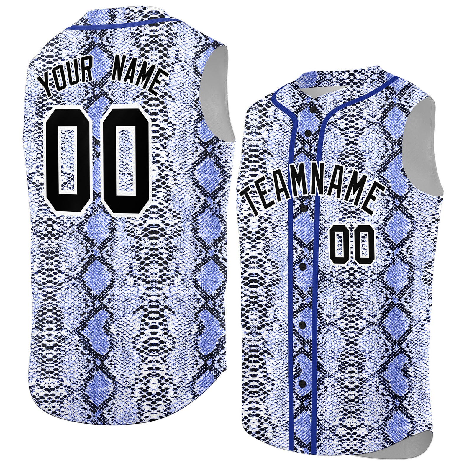 Custom Royal Snakeskin Pattern Authentic Sleeveless Baseball Jersey