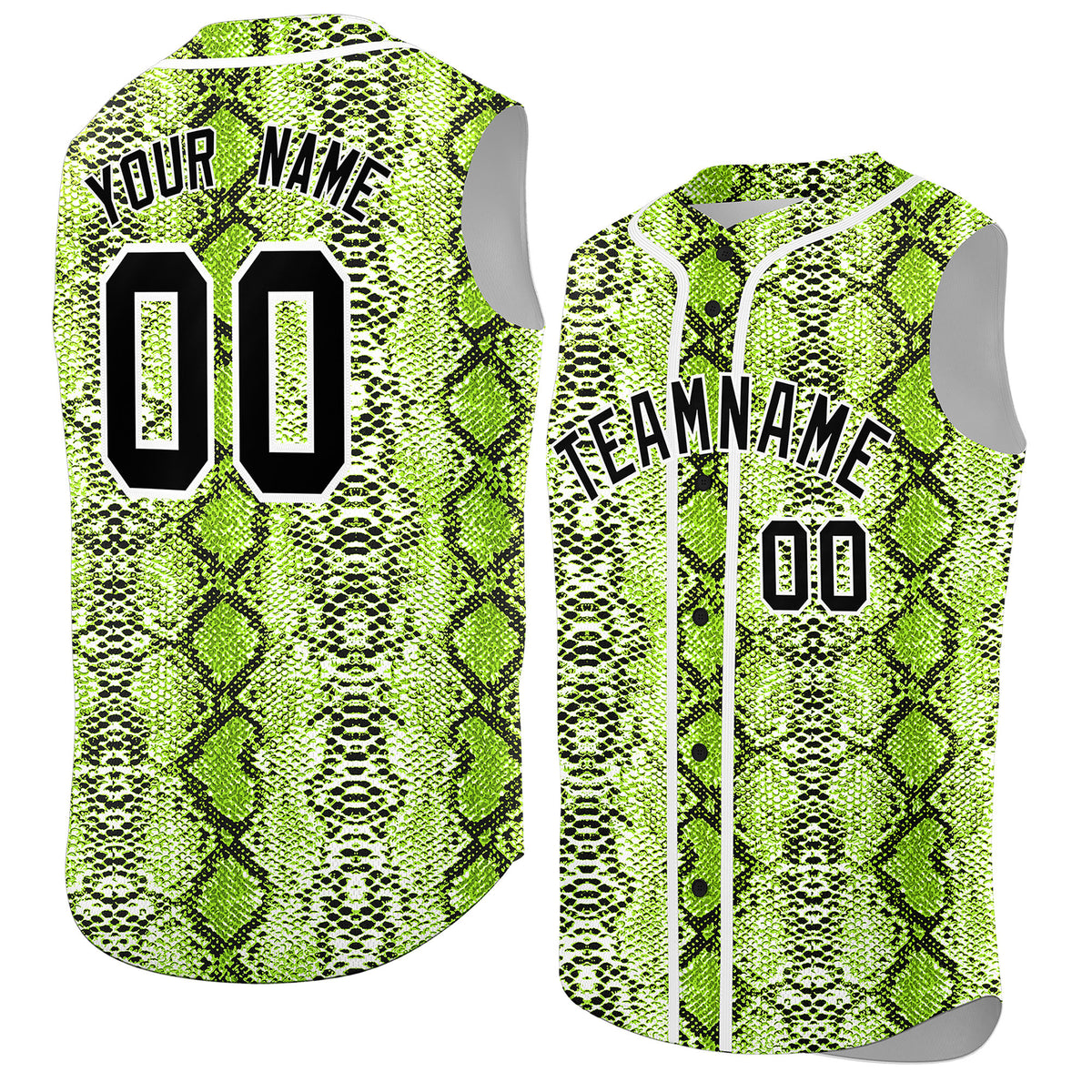Custom White Snakeskin Pattern Authentic Sleeveless Baseball Jersey