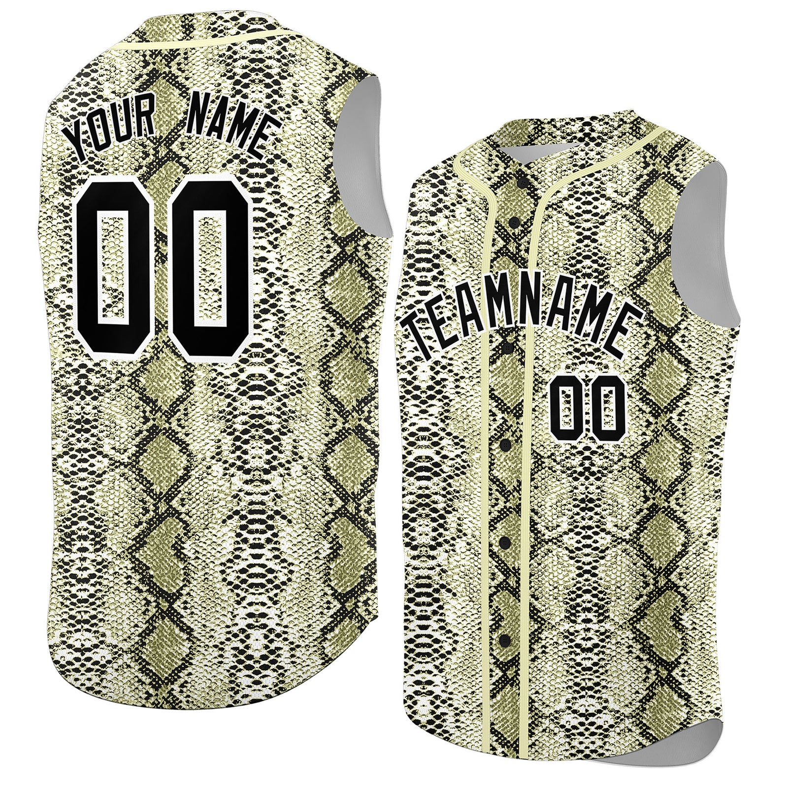 Custom Cream Snakeskin Pattern Authentic Sleeveless Baseball Jersey