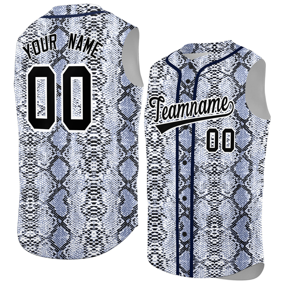 Custom Navy Snakeskin Pattern Authentic Sleeveless Baseball Jersey