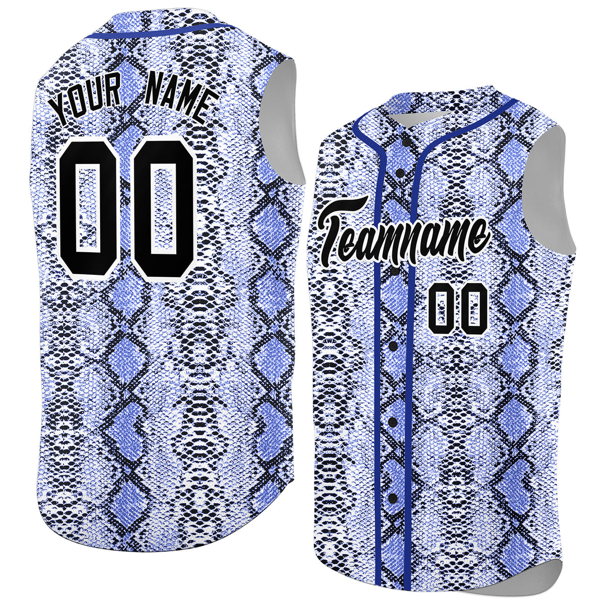 Custom Royal Snakeskin Pattern Authentic Sleeveless Baseball Jersey