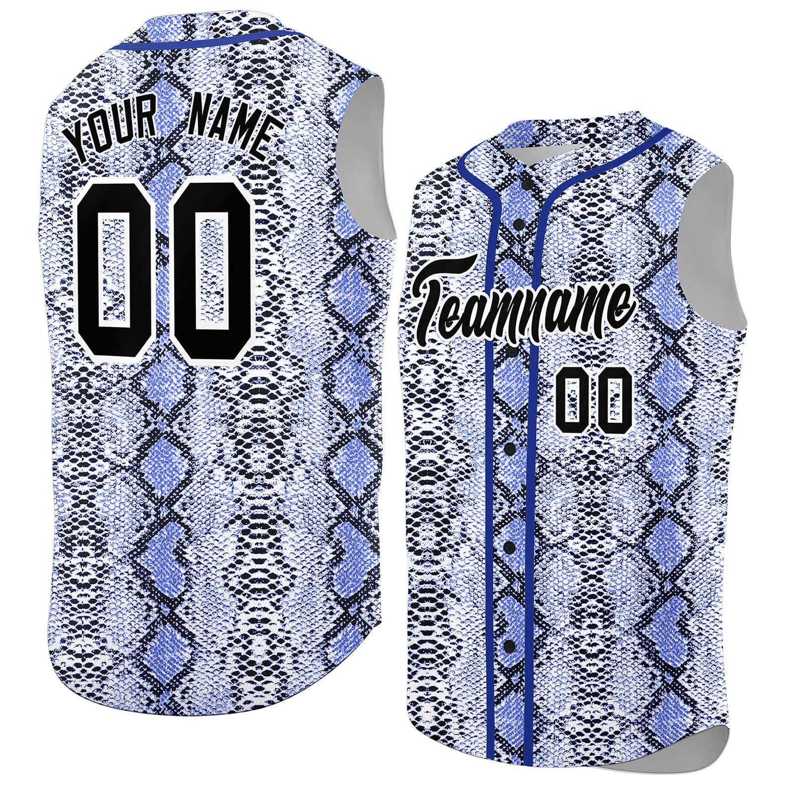 Custom Royal Snakeskin Pattern Authentic Sleeveless Baseball Jersey