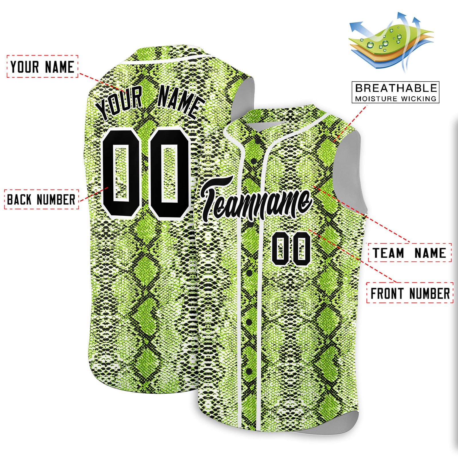 Custom White Snakeskin Pattern Authentic Sleeveless Baseball Jersey