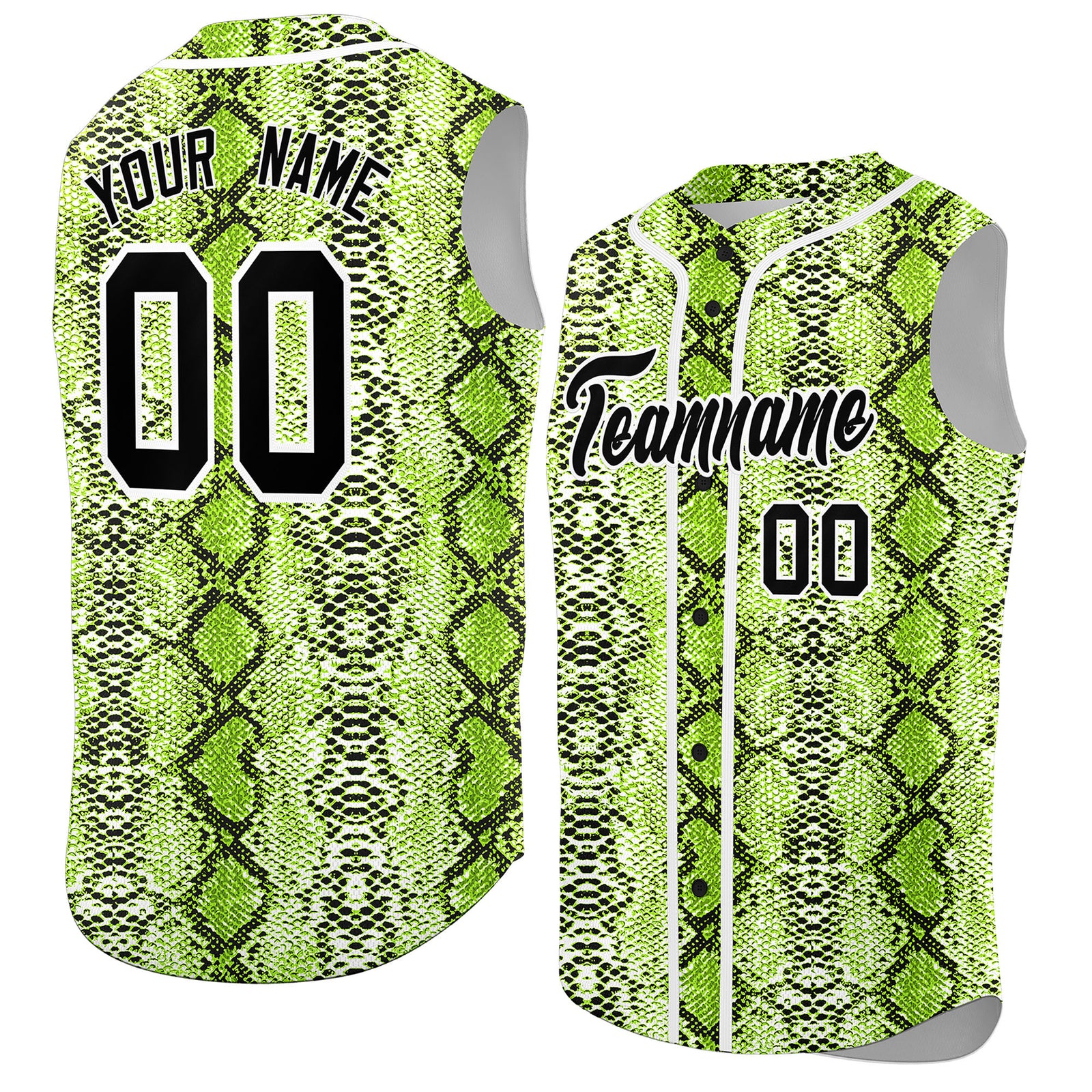 Custom White Snakeskin Pattern Authentic Sleeveless Baseball Jersey