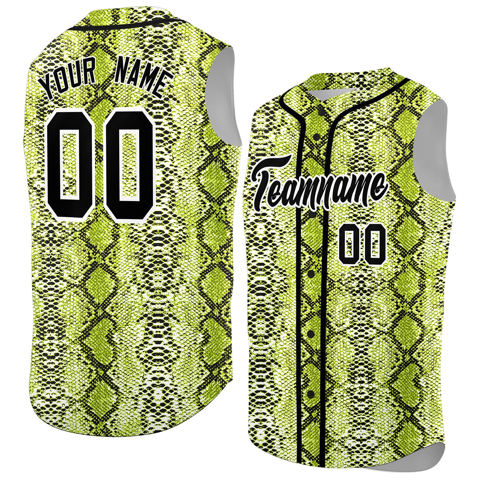 Custom Black Snakeskin Pattern Authentic Sleeveless Baseball Jersey