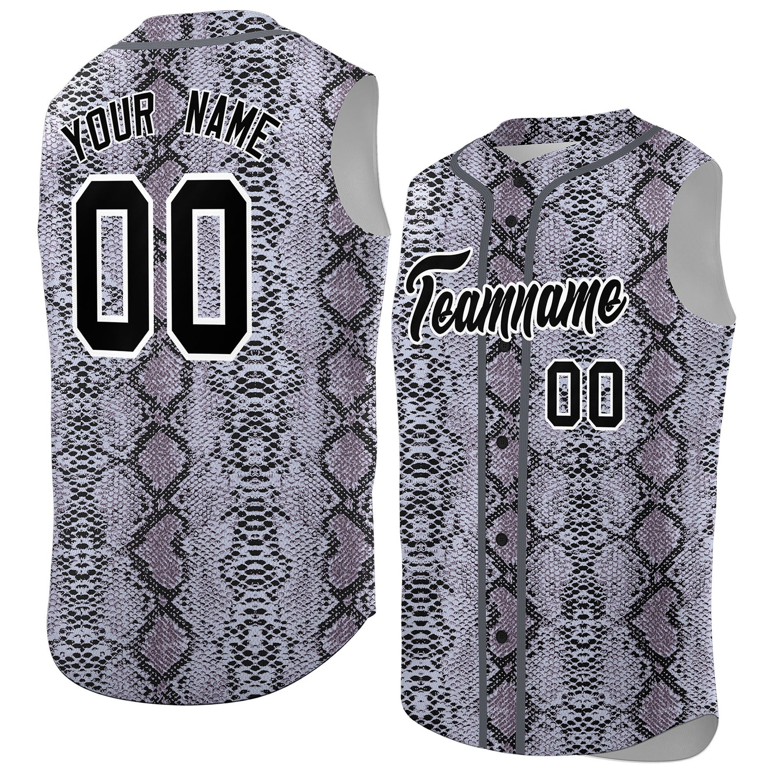 Custom Gray Snakeskin Pattern Authentic Sleeveless Baseball Jersey