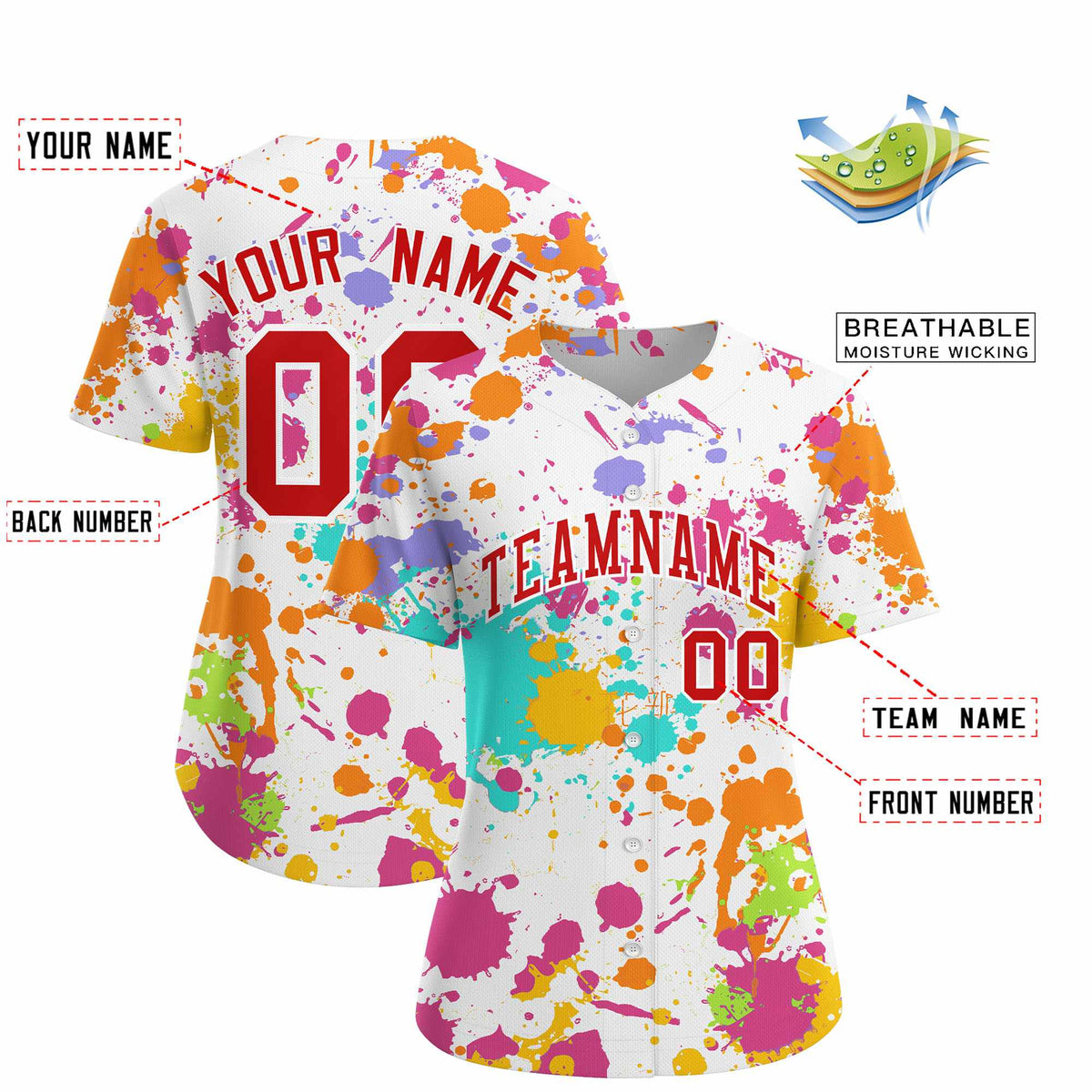Custom White Graffiti Fashion Baseball Jersey For Women